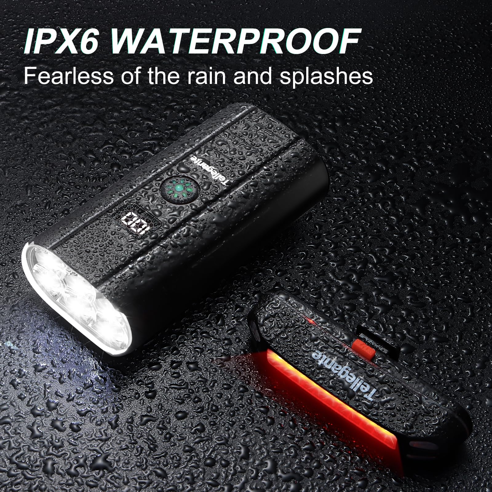 Lampe Velo 6 LED Ultra Puissantes 6400mAh Eclairage Velo Rechargeable USB C Lumiere Velo Avant et Arriere, Feu Arrière Vélo Rouge et Bleu, Fonction de Batterie Externe, IPX6 Étanche Phare VTT Route