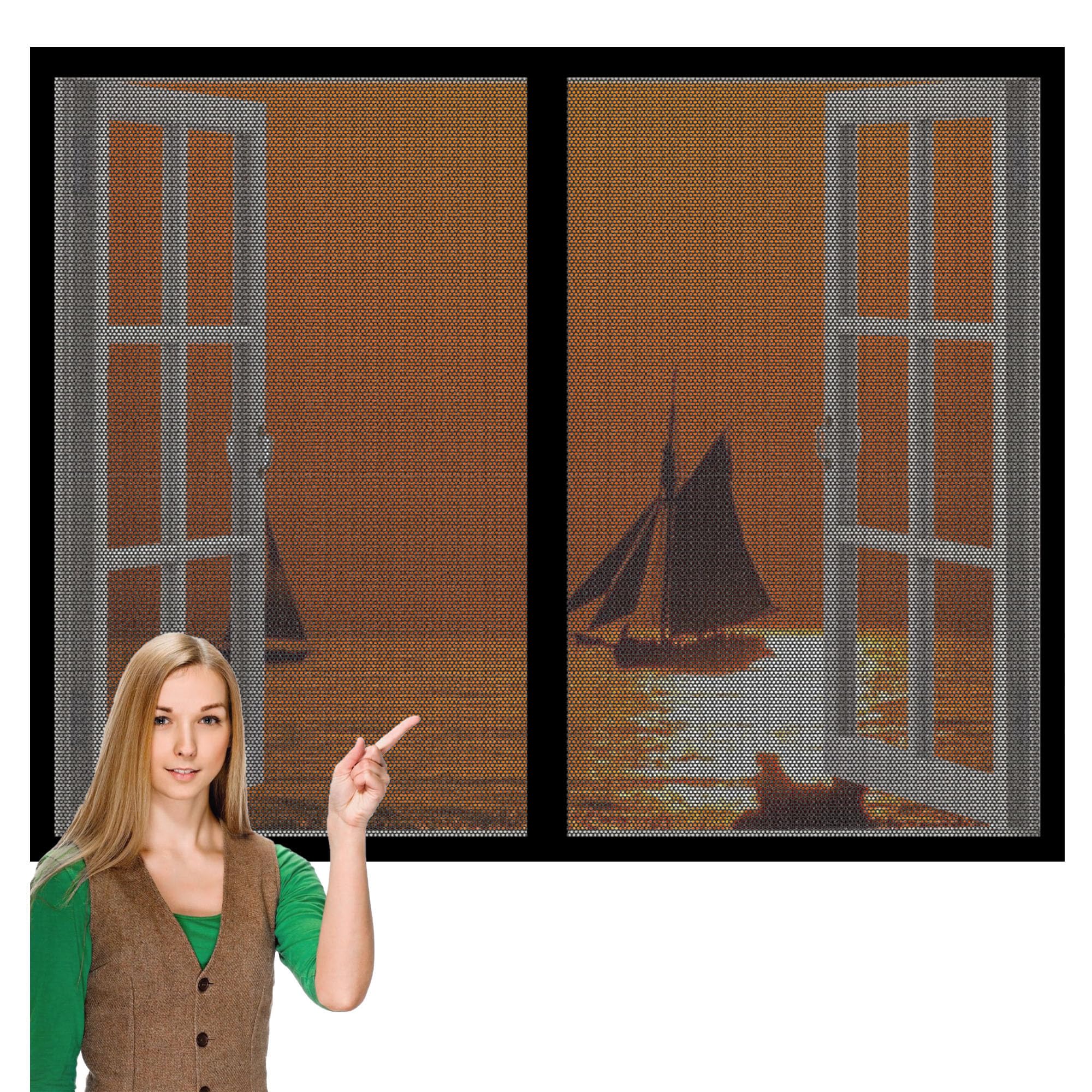 Magnetic Window Fly Screens Windows 65 x 170 cm Keep Fly Mosquito Out No Drilling Screen for Windows Easy Installation for Doors and Patio Screens, Black
