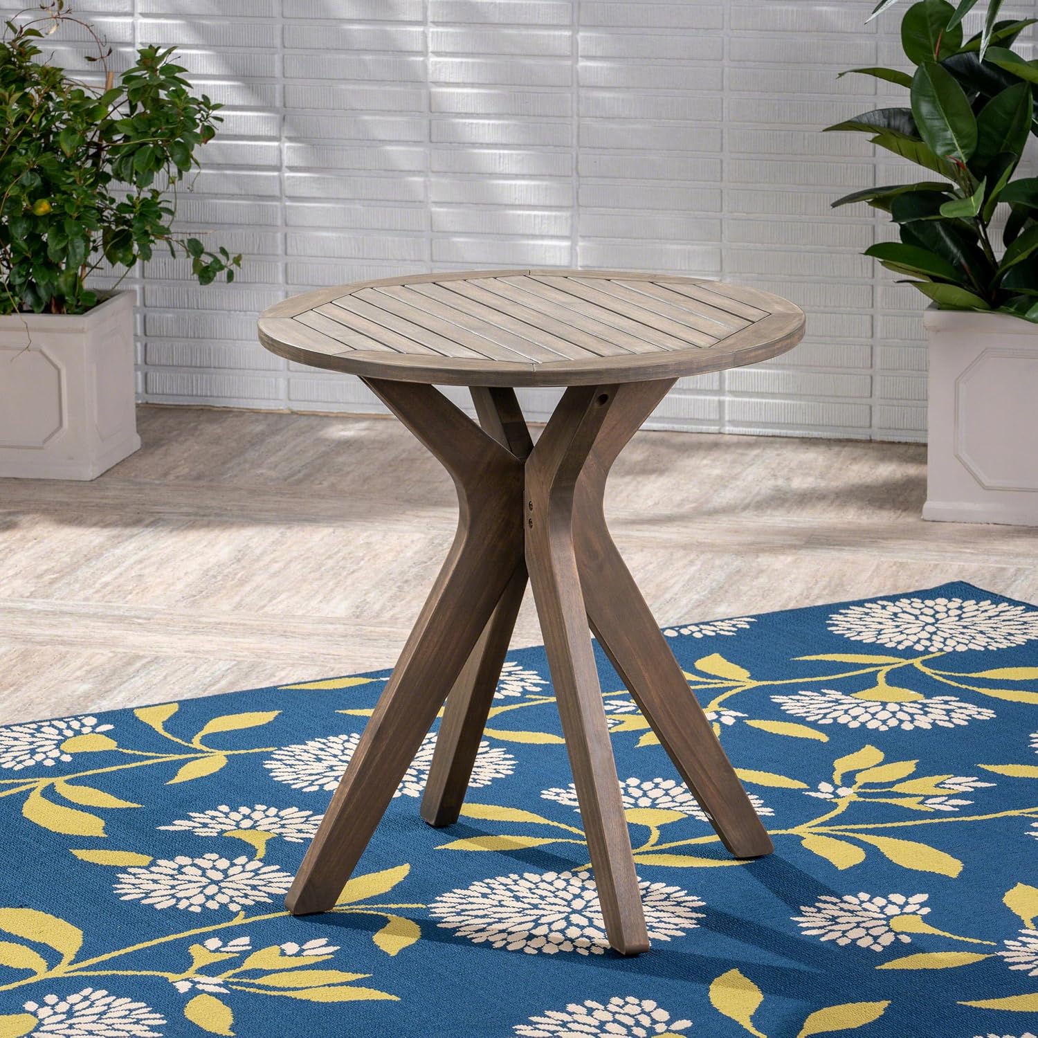 AMNOOL Enhance Your Outdoor Dining Experience with The Stylish and Durable Acacia Wood Bistro Table - Perfect for Backyards, Patios, and Any Outdoor Entertaining Space