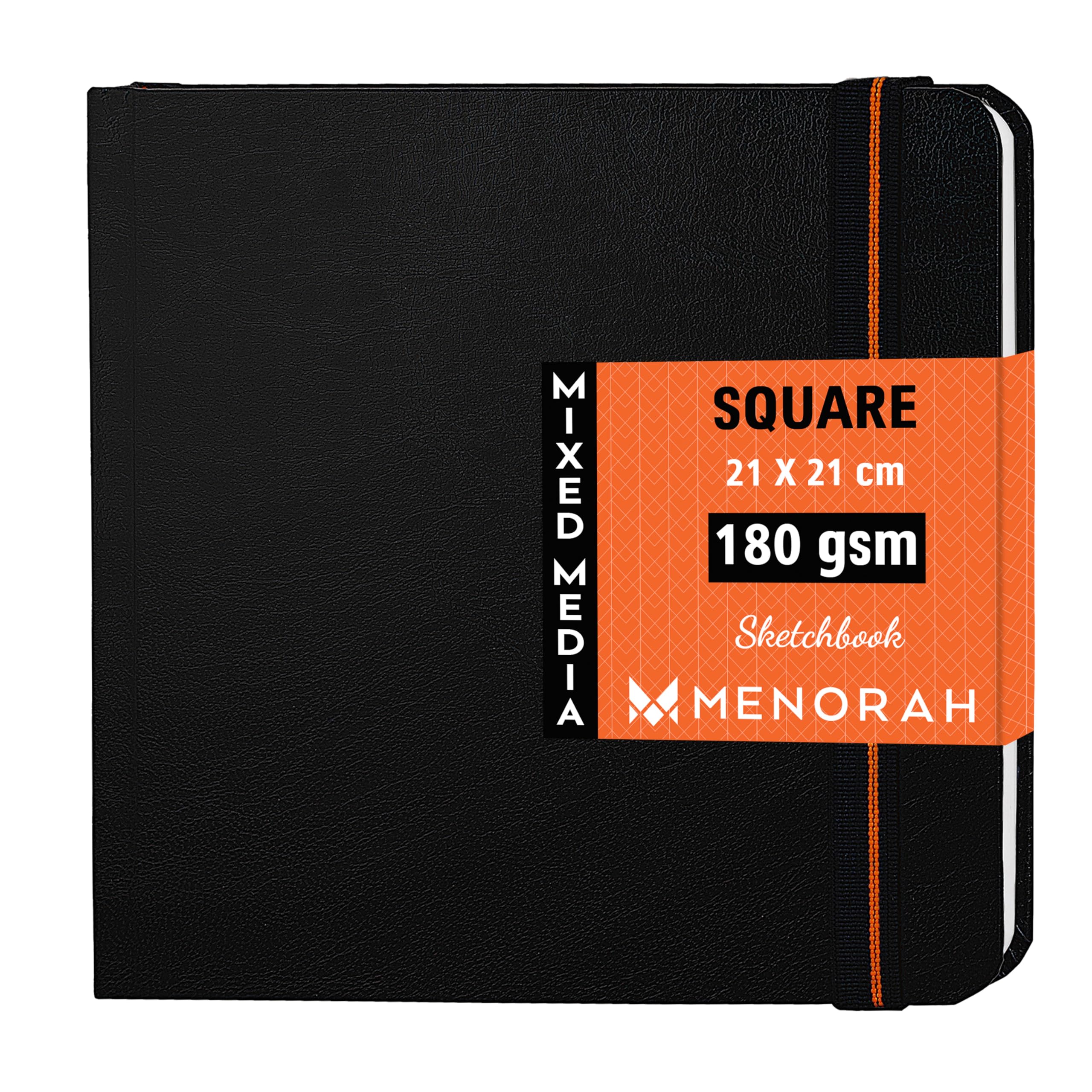 MENORAH Paper - Artist Sketchbook - Square -180Gsm - Drawing Sketch Book - 100 Pages/50 Sheets - Hard Bound Drawing Book - Size (21.0 X 21.0 Cm) Big- Handmade-(Black), Watercolor