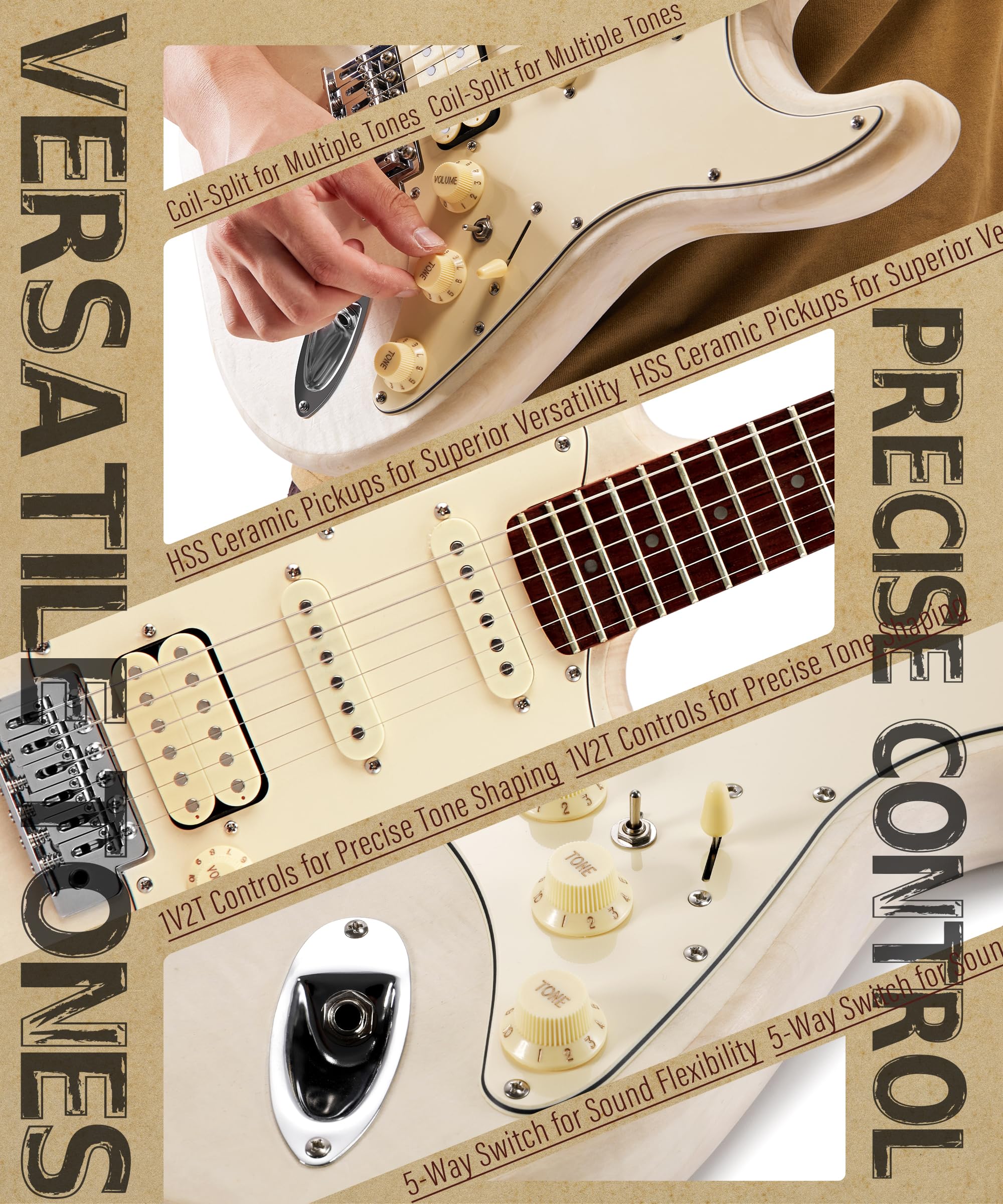 AKLOT Guitarra eléctrica DIY – Kit de guitarra eléctrica sin montar de primera calidad para entusiastas de la construcción de guitarras personalizadas