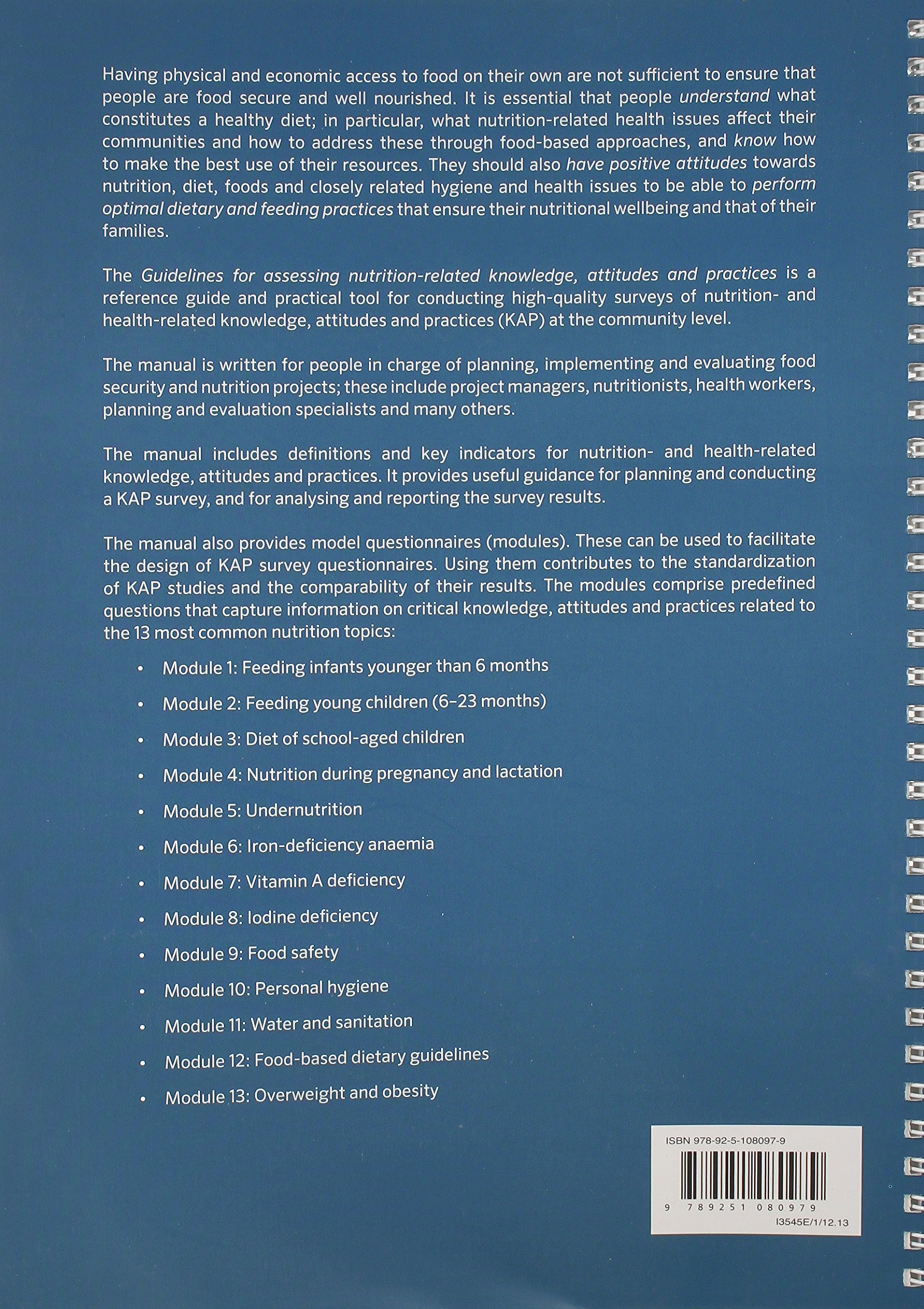Guidelines for assessing nutrition-related knowledge, attitudes and practices: KAP manual