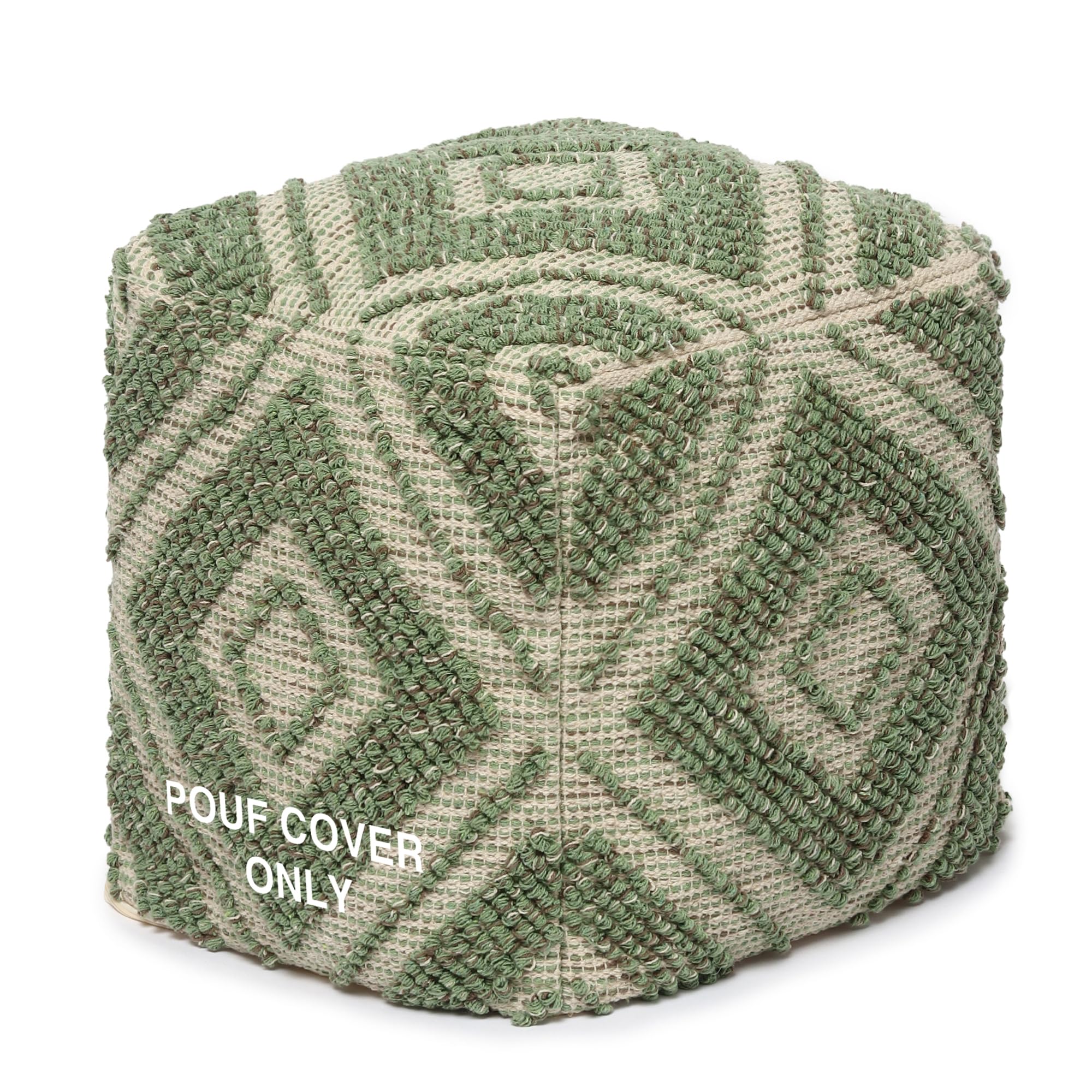 REDEARTH · UNSTUFFED Pouf Ottoman Cover Textured Boho Storage Cube Poof Decorative Pouffe Farmhouse Footrest Accent Footrest for Living Room, Bedroom;