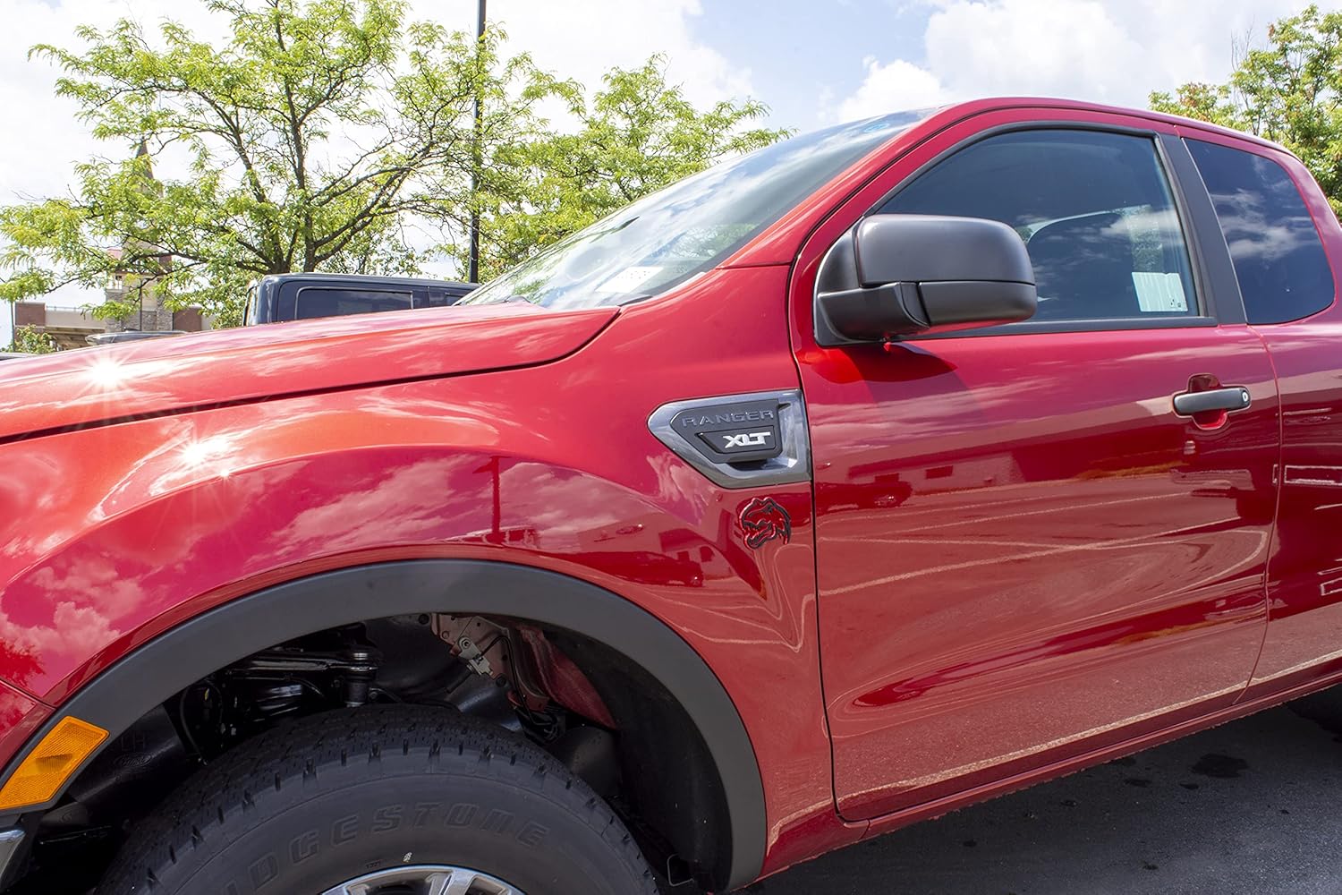 Custom Dinosaurs T-Rex Badge Emblem Decal Symbol Compatible with RAM Charger Challenger Silverado f150 Sierra (Black with red Outline)