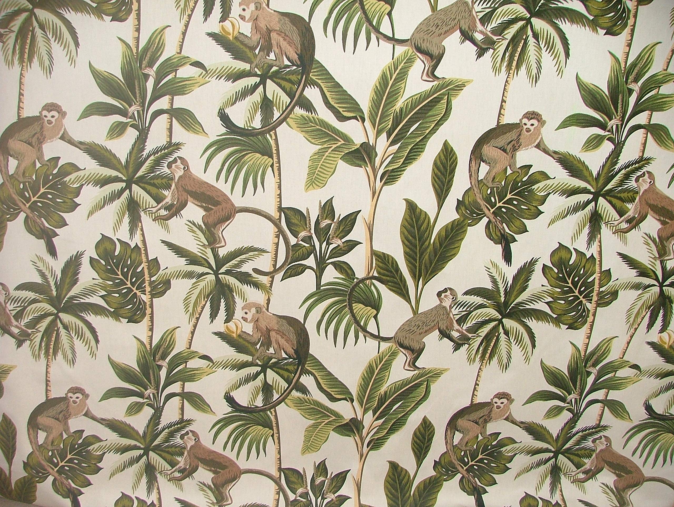 Fryetts Natural Tropical Monkey Botanical 100% Cotton Curtain Upholstery Cushion Blind Fabric (, A4 Sized Sample)