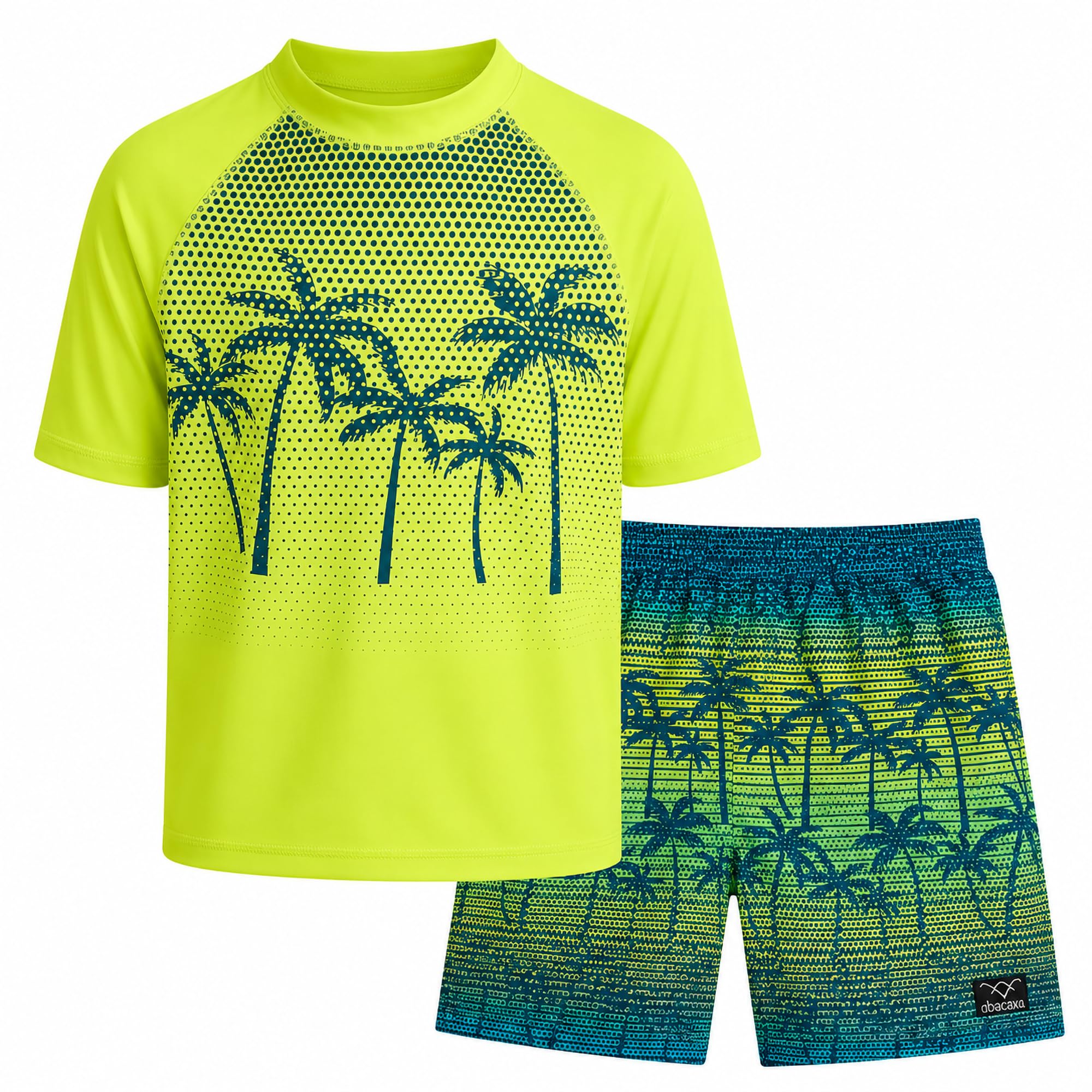 Big Chill Boys 2-Piece UPF 50 Short Sleeve Rash Guard &amp; Swim Trunks