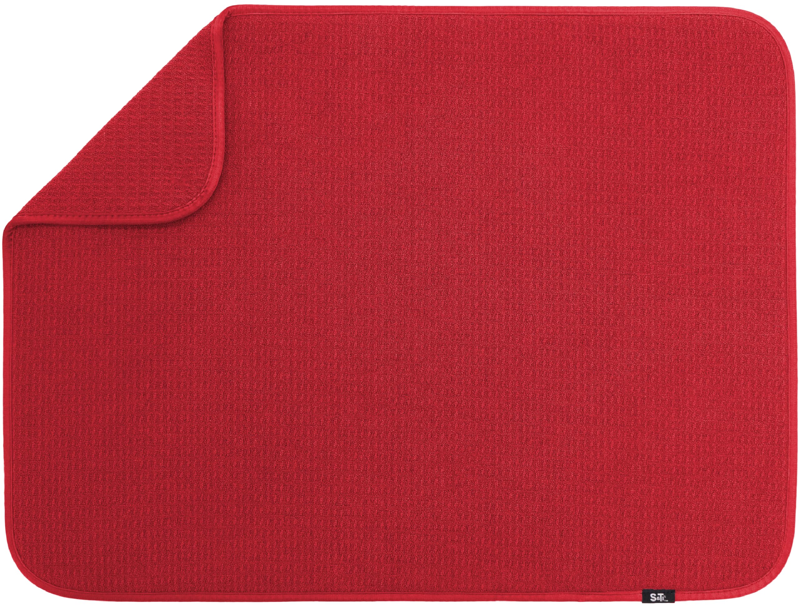 S&T INC. Absorbent, Reversible XL Microfiber Dish Drying Mat for Kitchen, 18 Inch x 24 Inch, Racer Red
