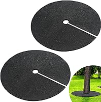 Peryiter 2-Pack 36" Heavy Duty Rubber Mulch Tree Rings - Weed Barrier Mats for Tree Root Protection & Landscaping (Black)