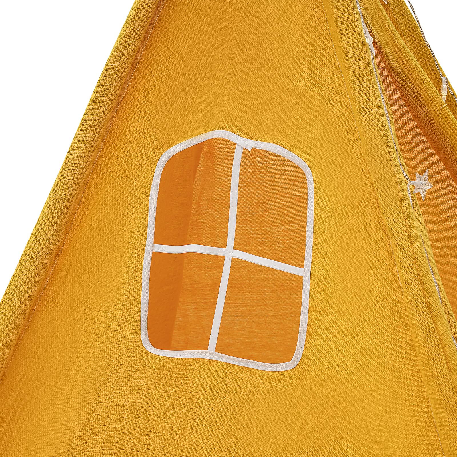 Tente tipi pour enfants, tentes pour enfants en coton 120 * 120 * 140 cm, tente de jeu pour chambre d'enfant avec guirlande lumineuse et tapis, tente teepee pour enfants pour 1-3 garçons et filles