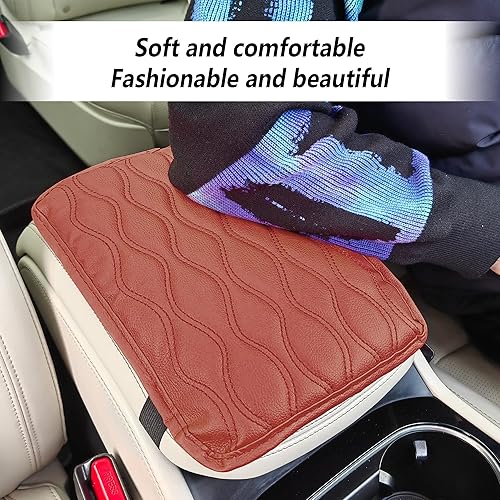Miniatura 4 de Funda de consola central cojín de piel sintética suave y cómodo para reposabrazos de automóvil impermeable y antiarañazos protector de funda de