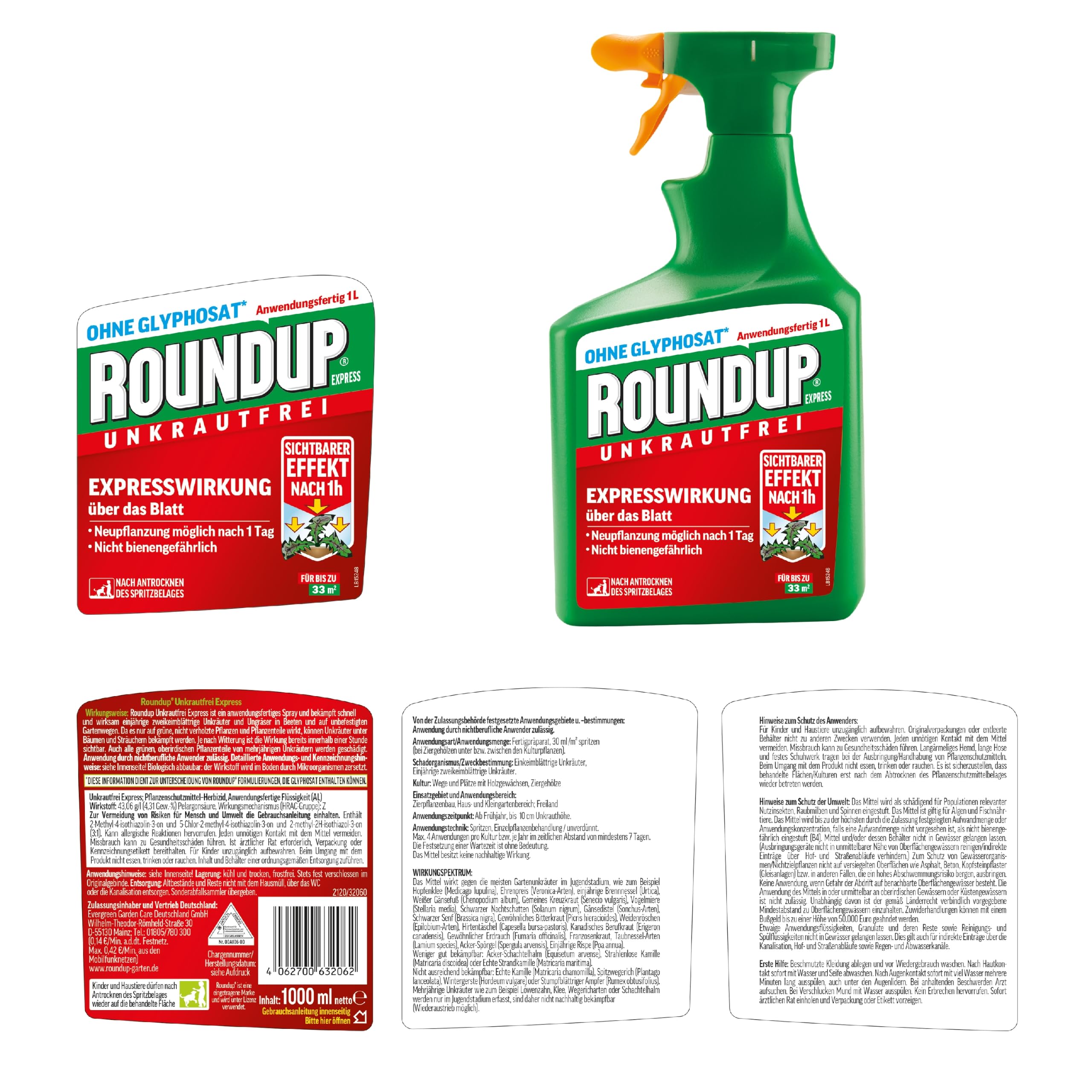 Roundup Unkrautfrei Express 1L Spray gegen Unkraut in Ziergärten – Ansicht 8