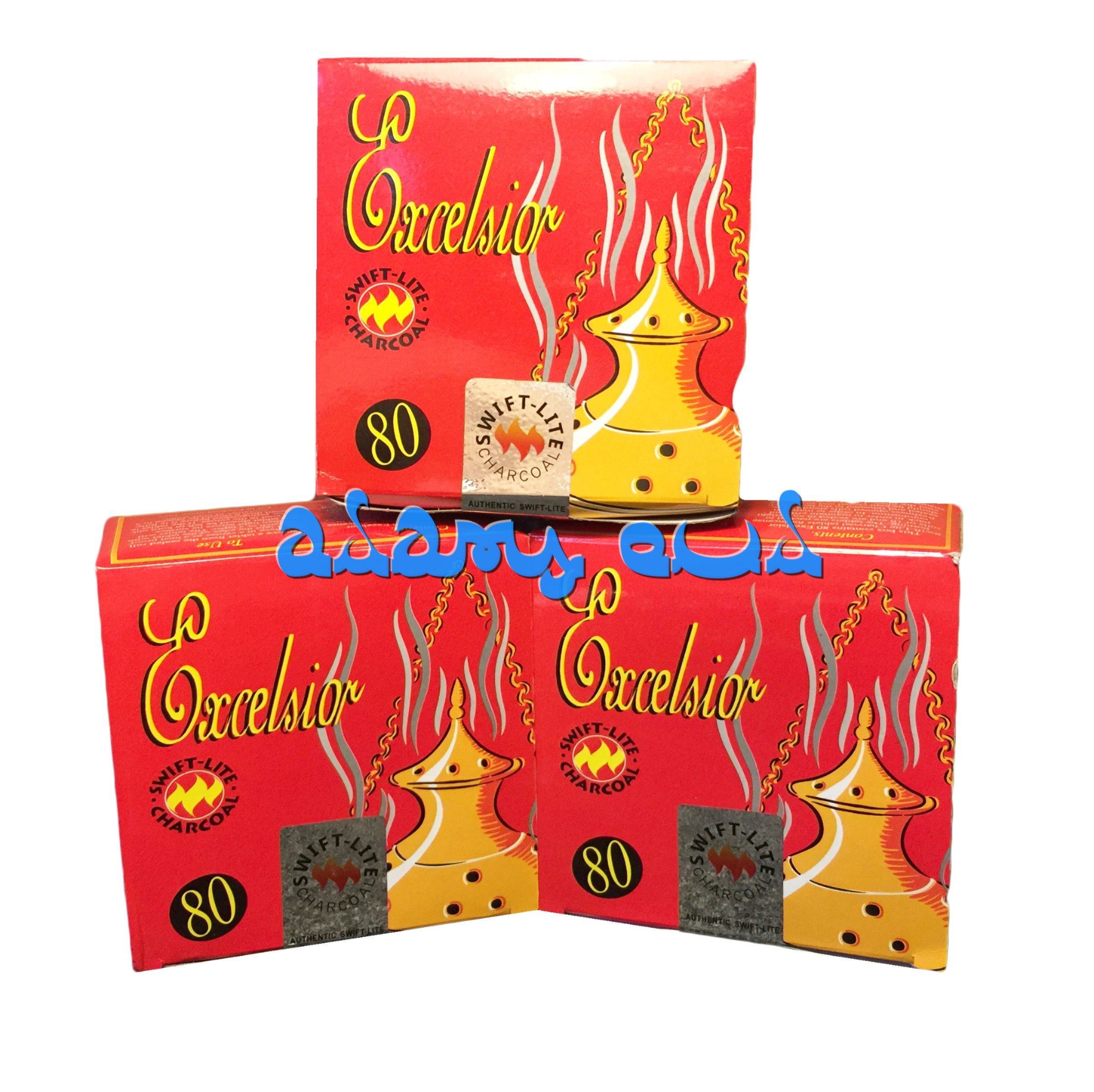 Excelsior Coalby Swift-Lite for Incense Shisha Bakhoor - Charcoal Packs or Box (3 Boxes (240 Discs))