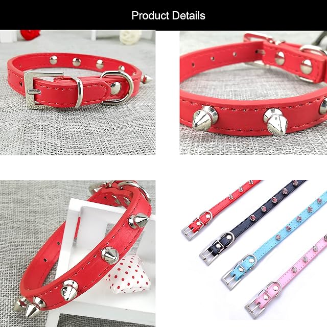 Foto 6 de 7 de Newtensina Collar de Cachorros de Moda y Correa con Pernos Collar de Perro Tachonado de Puntas con Correa…