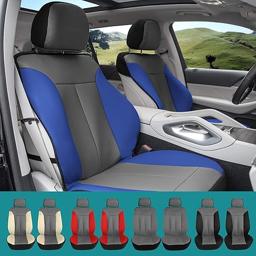 Miniatura 9 de FH Group Juego de fundas de asiento delantero de automóvil de piel sintética para asiento de respaldo bajo con reposacabezas extraíble, ajuste