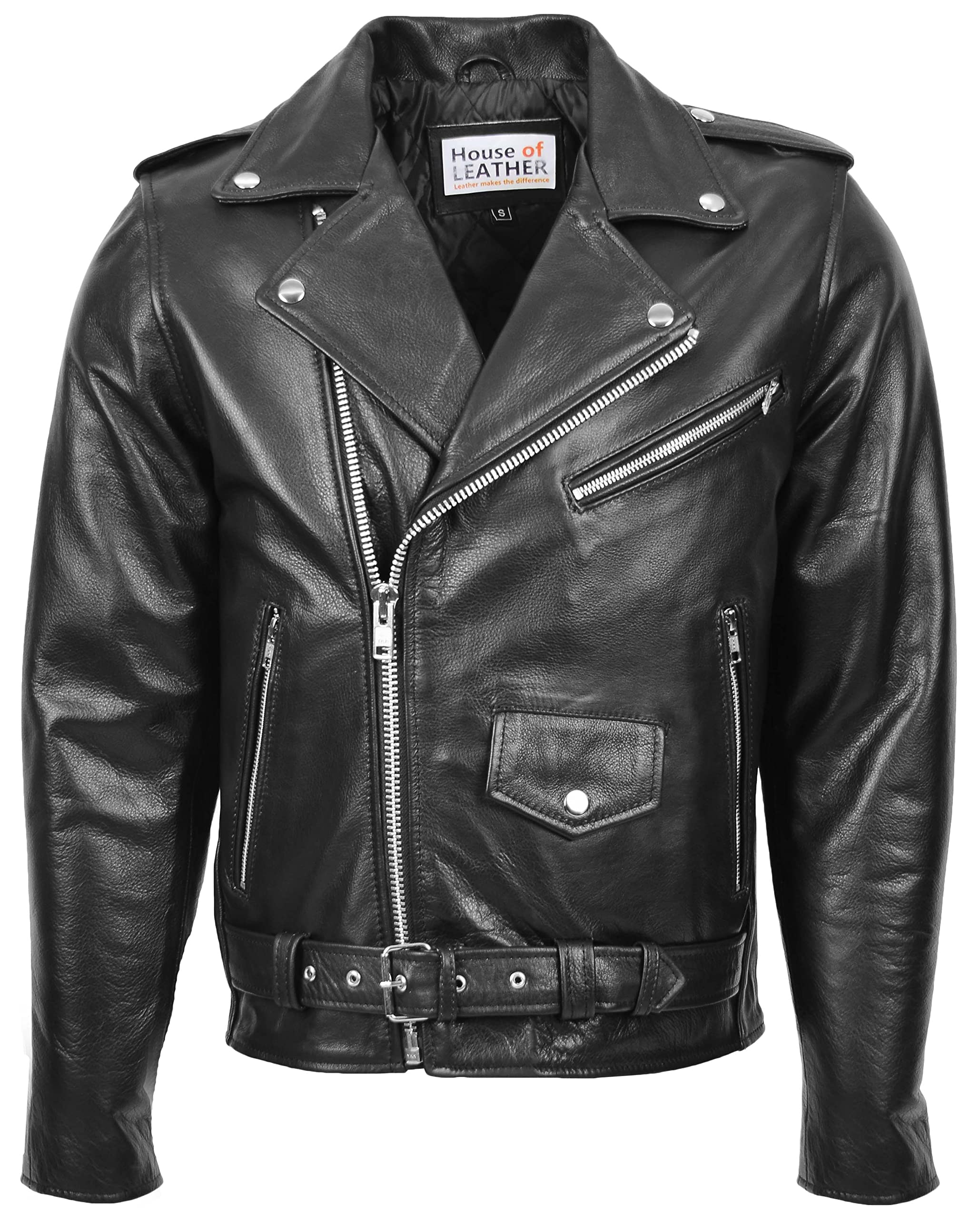 House of Leather Men's Biker Jacket 3XL Black Leather
