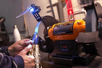 WEN BG4282 4.8-Amp 8-Inch Single Speed Bench Grinder with LED Work Lights, 14 x 10 x 11.75 inches, Black and Orange