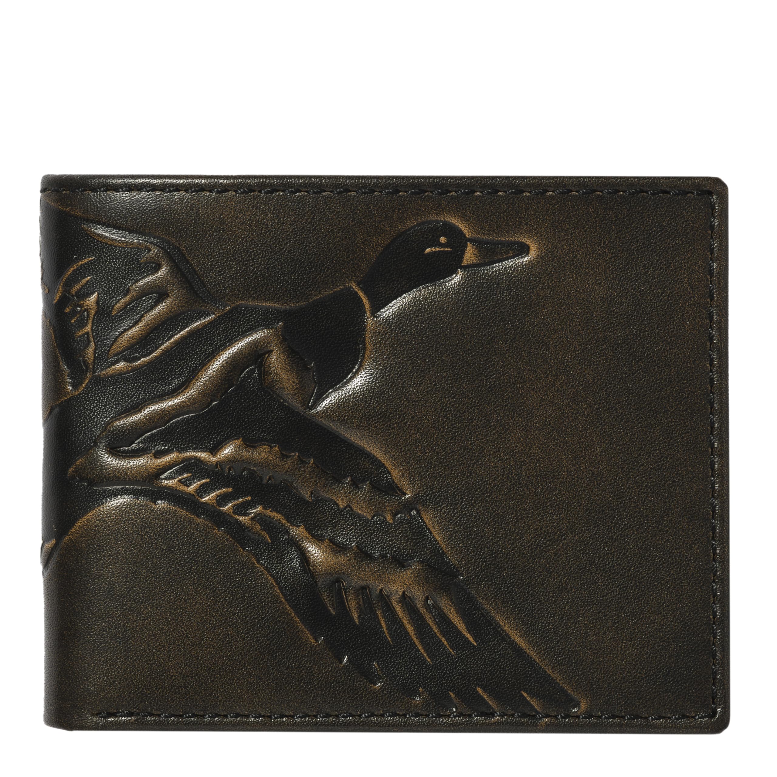 Sponsored Ad - Duck Slim Bifold Wallet for Men and Outdoorsmen, Camou Lining, Full Grain Cowhide Leather Wallet, Black