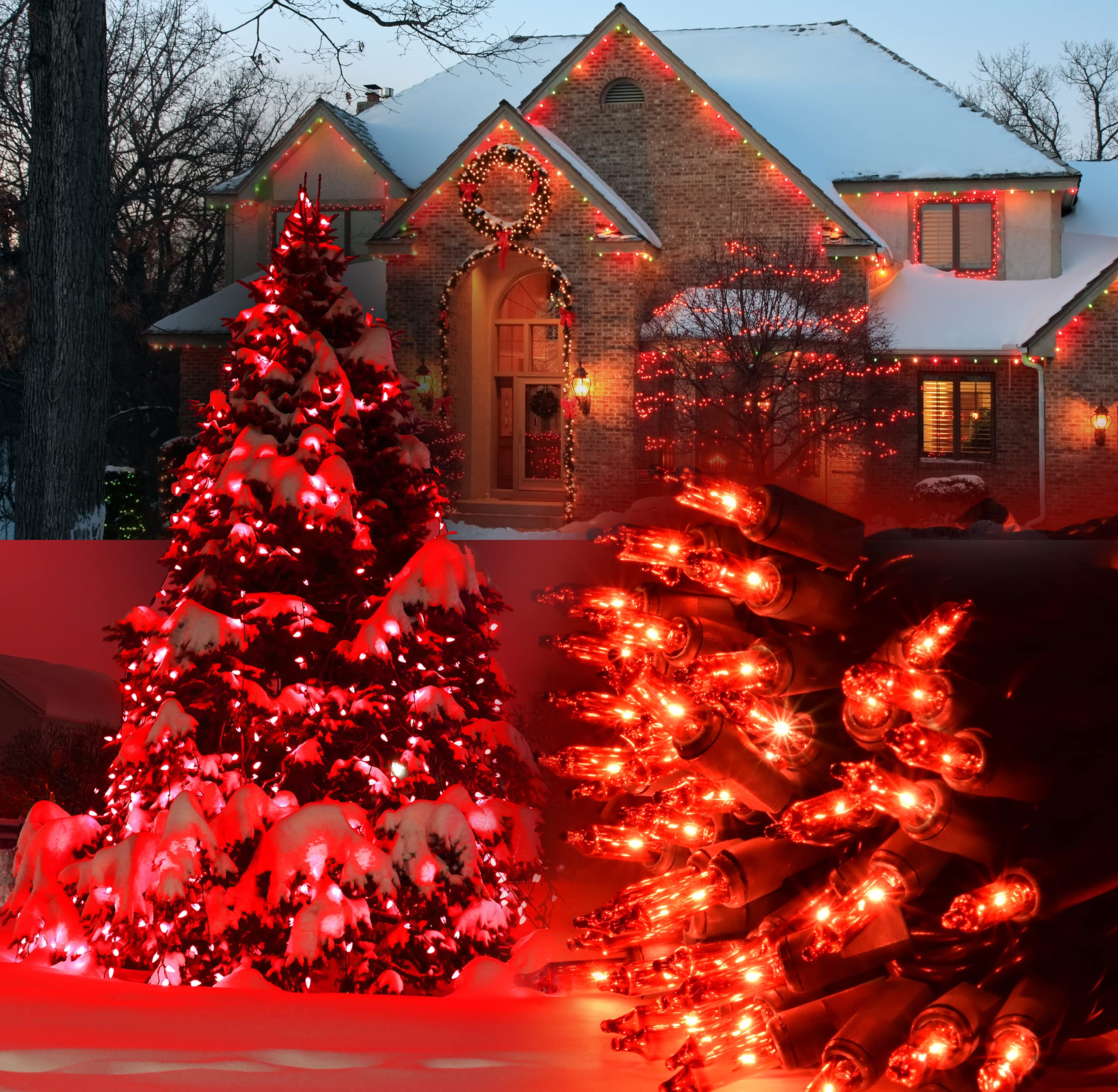 LED Christmas Lights Red 70 Bulb C6 Sets 35FT Green Cord Indoor - Foto 11