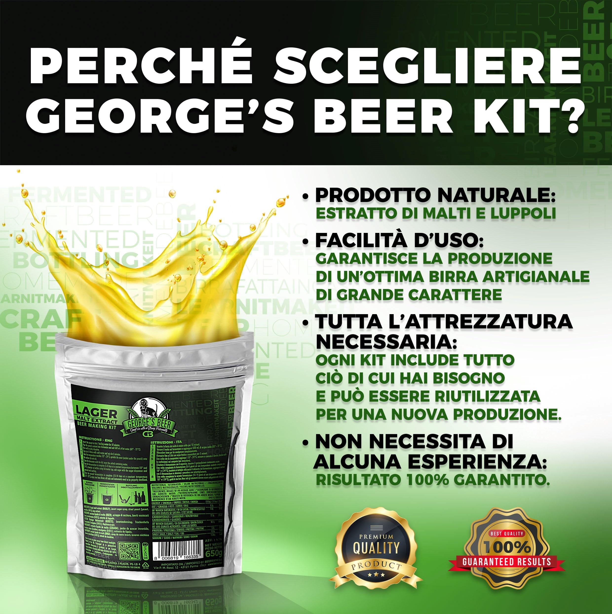 Beer & Wine - Kit Fermentazione George's Beer 5l - Birra Artigianale Fatta in Casa - Kit Malto Fermentazione - Kit per Produzione di Birra - Idea Regalo (Kit con Malto Lager) - 3