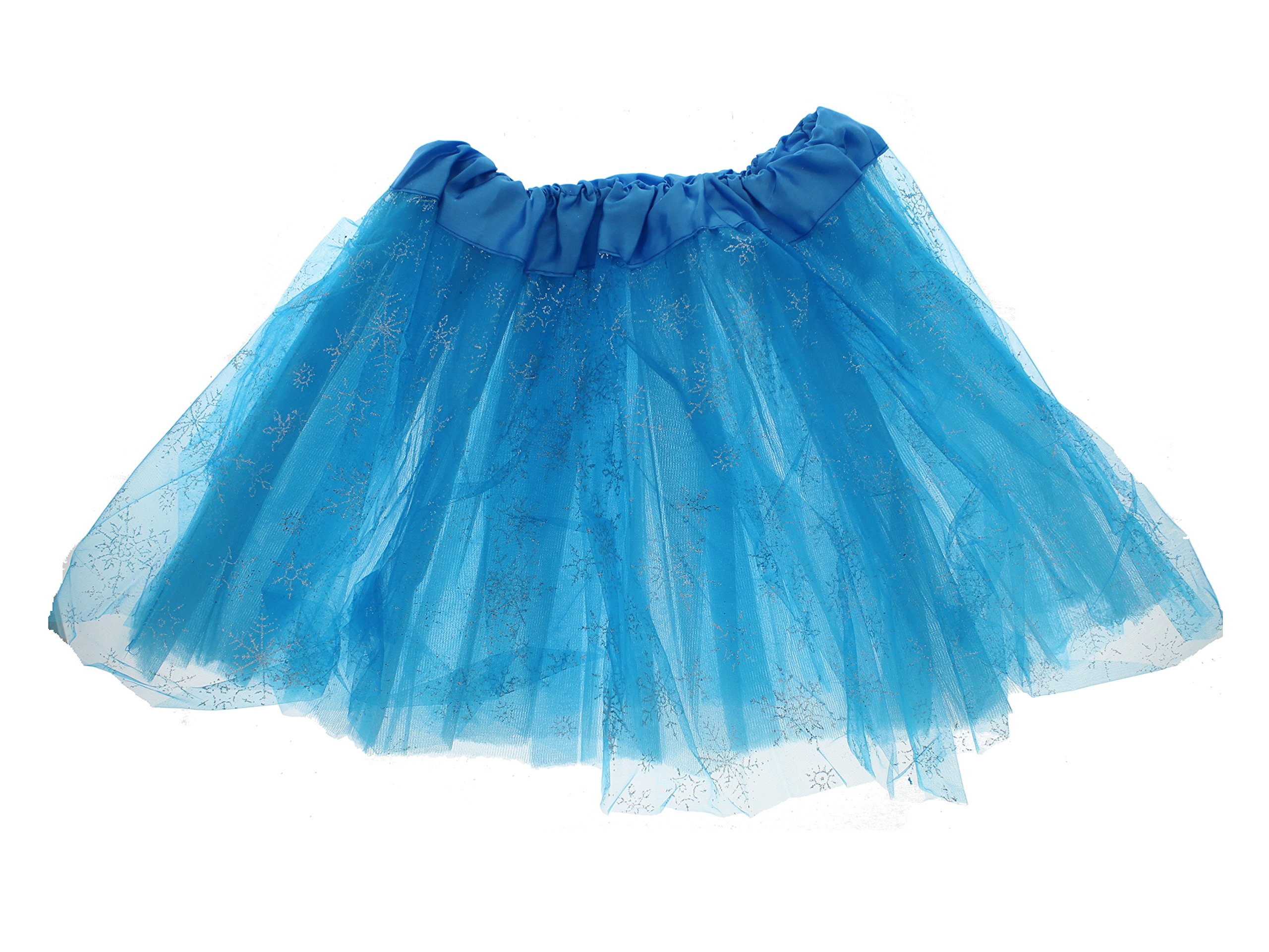 Zac's Alter Ego Turquoise Children's 3-Layer Tutu Skirt with Glitter Snowflakes