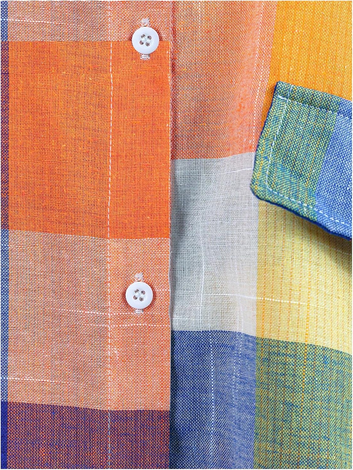 SOLY HUX Women's Plus Size Plaid Print Button Down Shirts Vintage Short Sleeve Collared Blouse Tops - Image 5