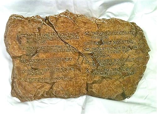 Placa de jardín de terracota religiosa de piedra fundida con diez mandamientos para regalo de Navidad (piedra y esquisto)