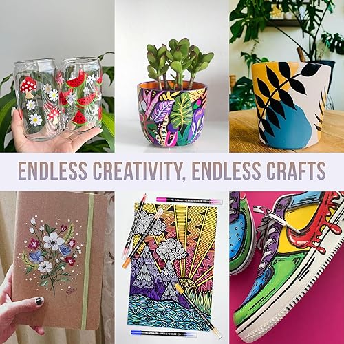 Miniatura 7 de Artouch Bolígrafos de pintura acrílica, 24 marcadores de pintura acrílica de doble punta con puntas redondas y finas, ideales para pintura roca,