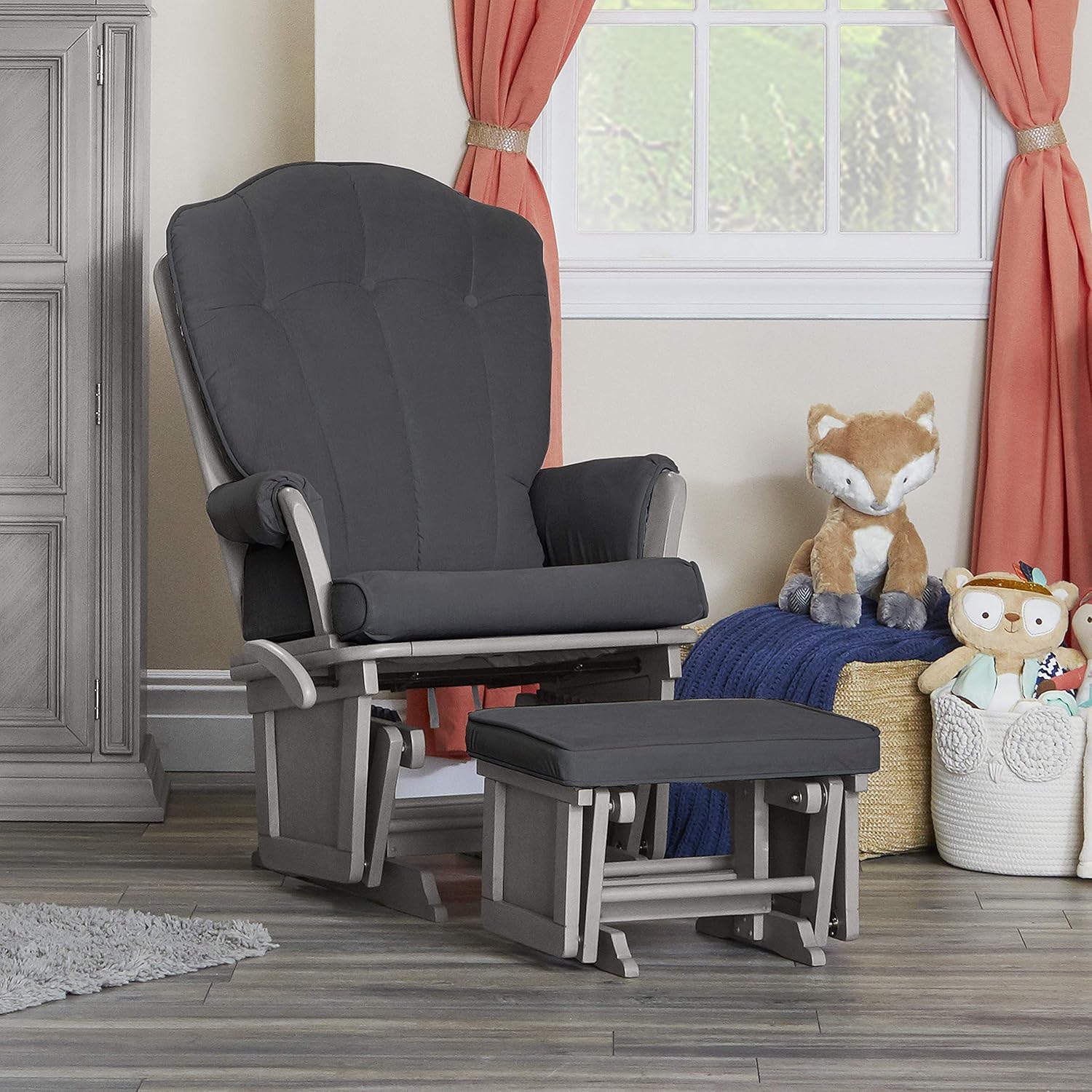 Buy HomVent Nursery Glider Rocking Chair with Ottoman Set, Wood Glider