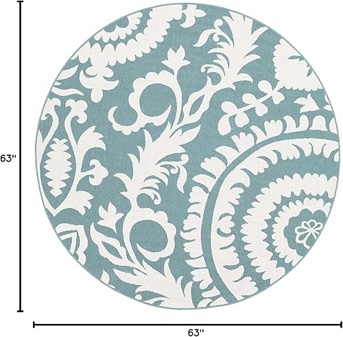 Vista 44 de Alysia - Alfombra de interior y exterior beige y crema, 3 pies 6 pulgadas x 5 pies 6 pulgadas