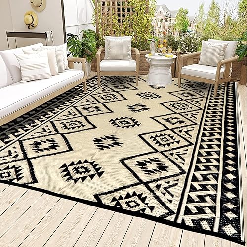 LILIOFFIC Alfombras para exteriores, reversibles, 5 x 8 pies, alfombra de paja de plástico para patio, impermeable, para interiores y exteriores,