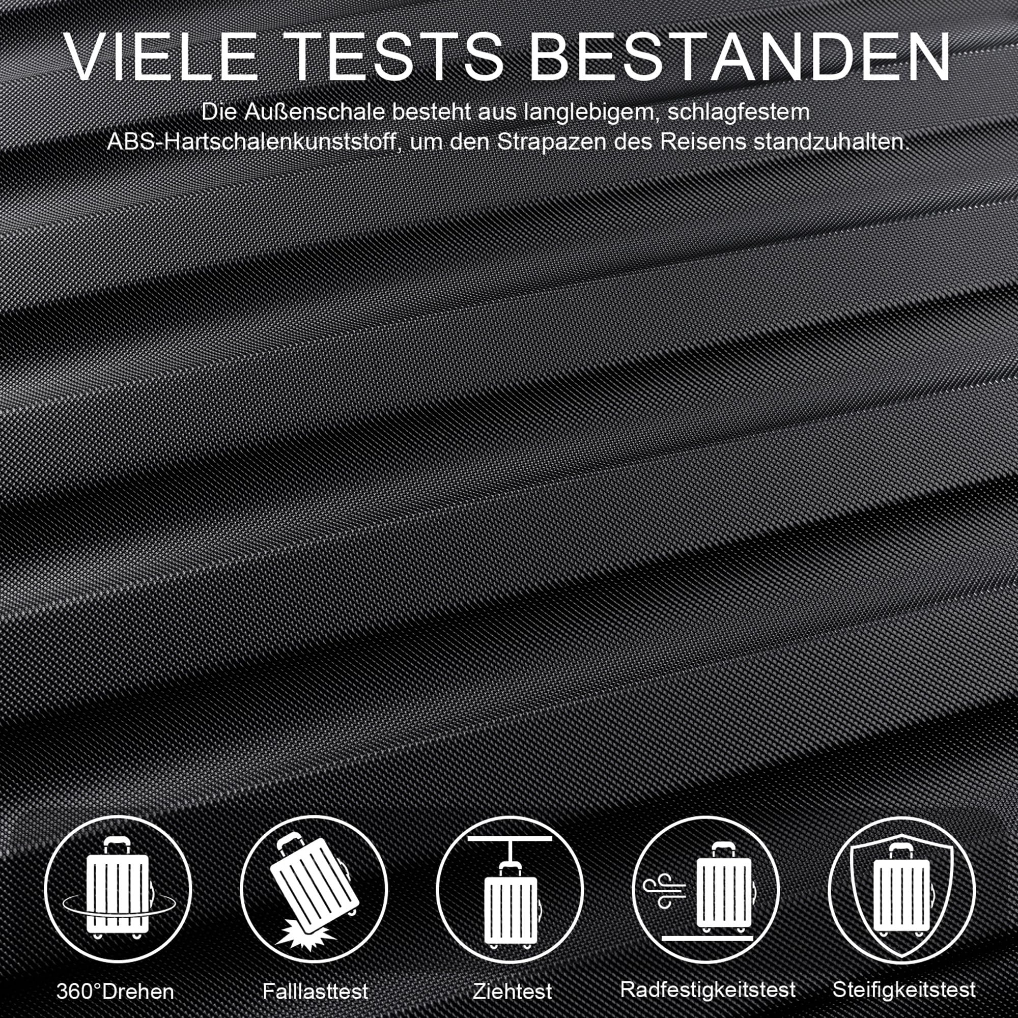 TANTOMI Koffer Mittelgroß, 24 Zoll Hartschalenkoffer, Trolley, Leichter ABS-Rollkoffer, Reisekoffer mit 4×360°-Rollen, 3-Stelliges Zahlenschloss (Schwarz, 65L)