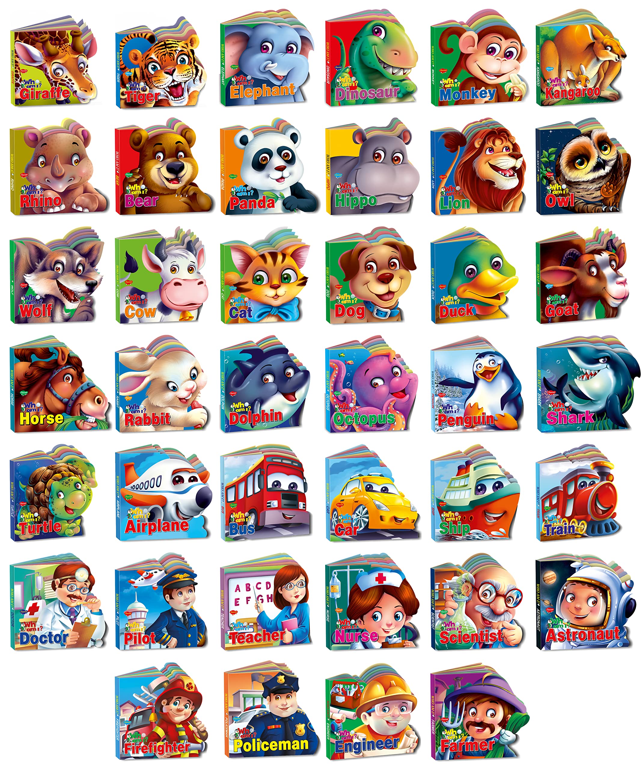 All In One Who Am I Die-Cut Shape Board Books | Pack of 40 books