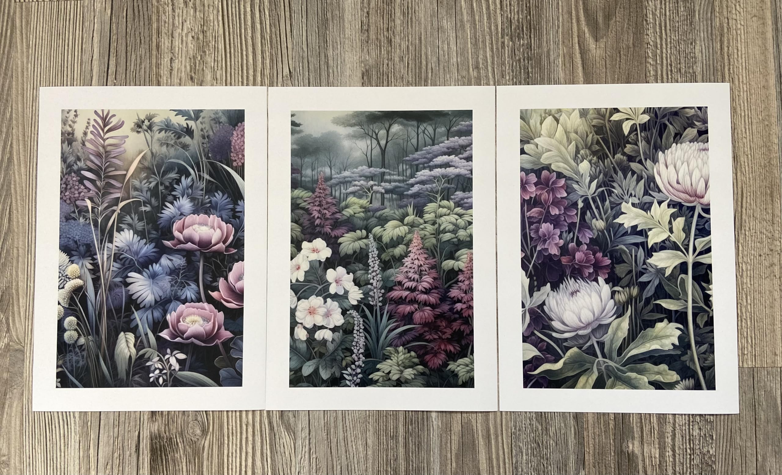 Purple Japanese Botanicals Wall Art Set of 3 Unframed Poster Prints, Tropical Plant Decor - Image 3