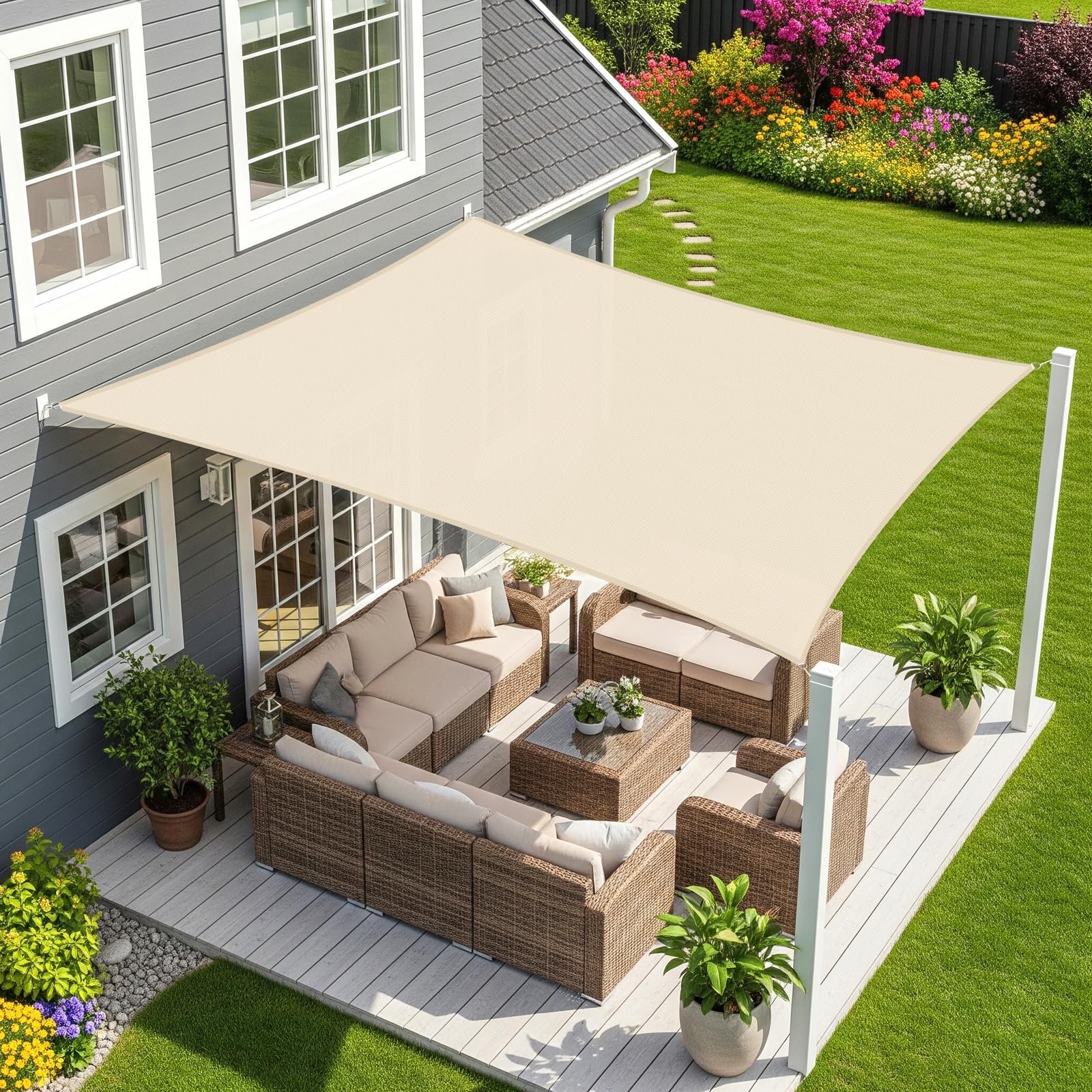 sonnensegel 4 x 6 m Sunnylaxx 4x6m Wasserdicht Rechteckig Helles Khaki ION MTB-Jacke Shelter 2L Markttasche Color:XR - ANTRACITE / CELESTE