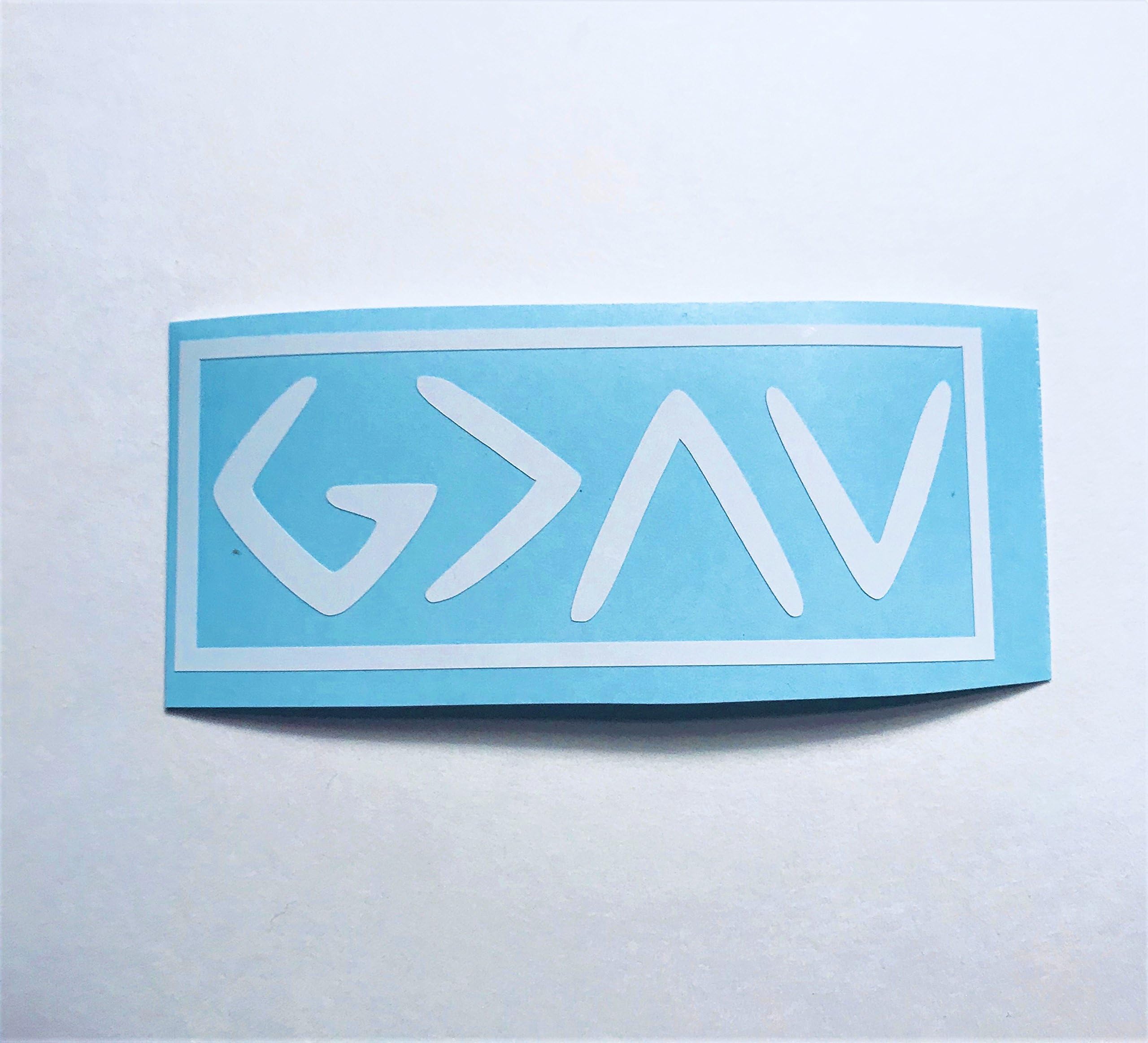 God is Greater | White Rectangle 2 Pack | Vinyl Decal Stickers Romans 8:28