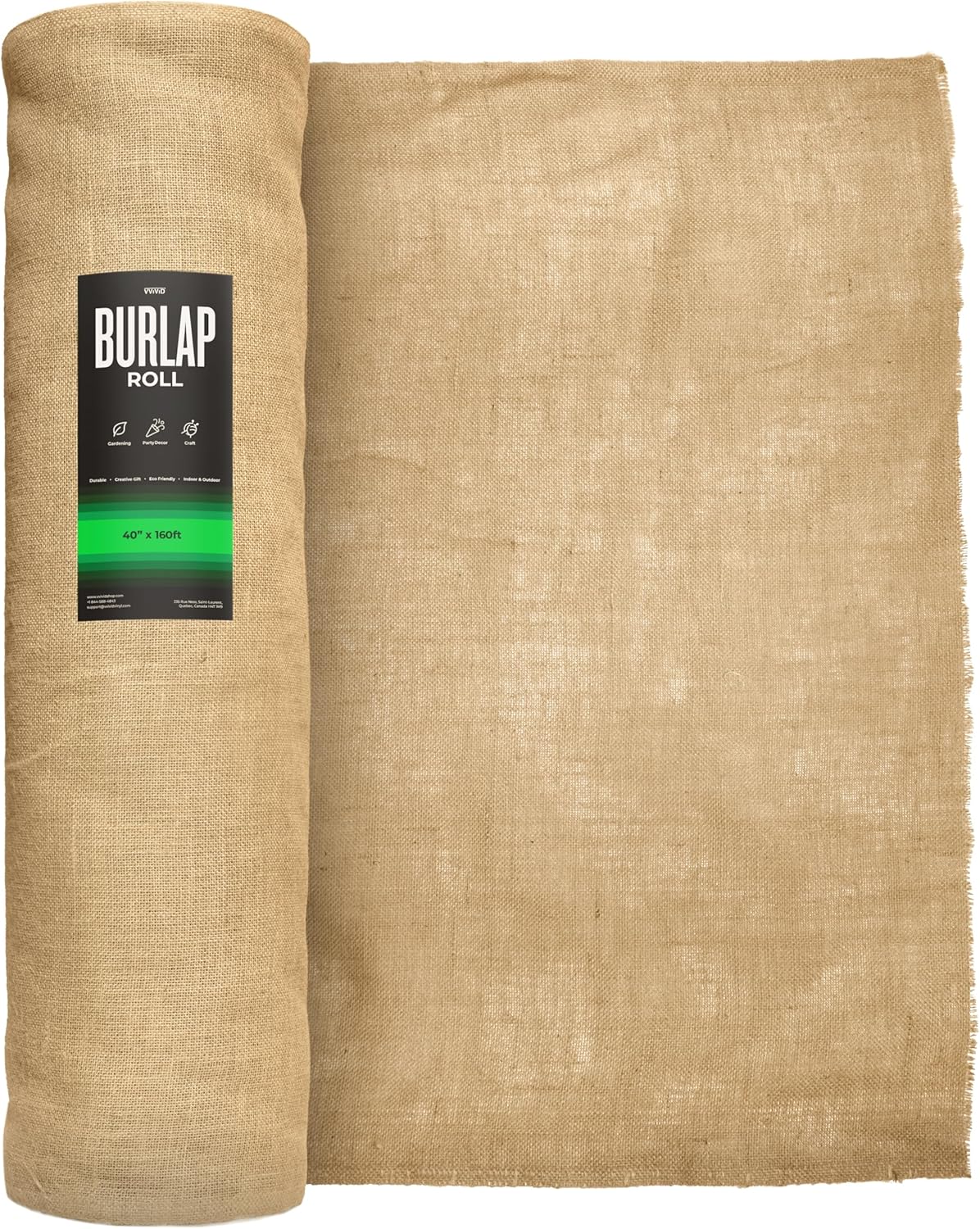 VViViD Gardening Burlap Roll (40” x 35ft) Tree Wrap Natural Jute Fiber Material, Weed Barrier, Plant Care from Elements, Craft Projects and Part Decor