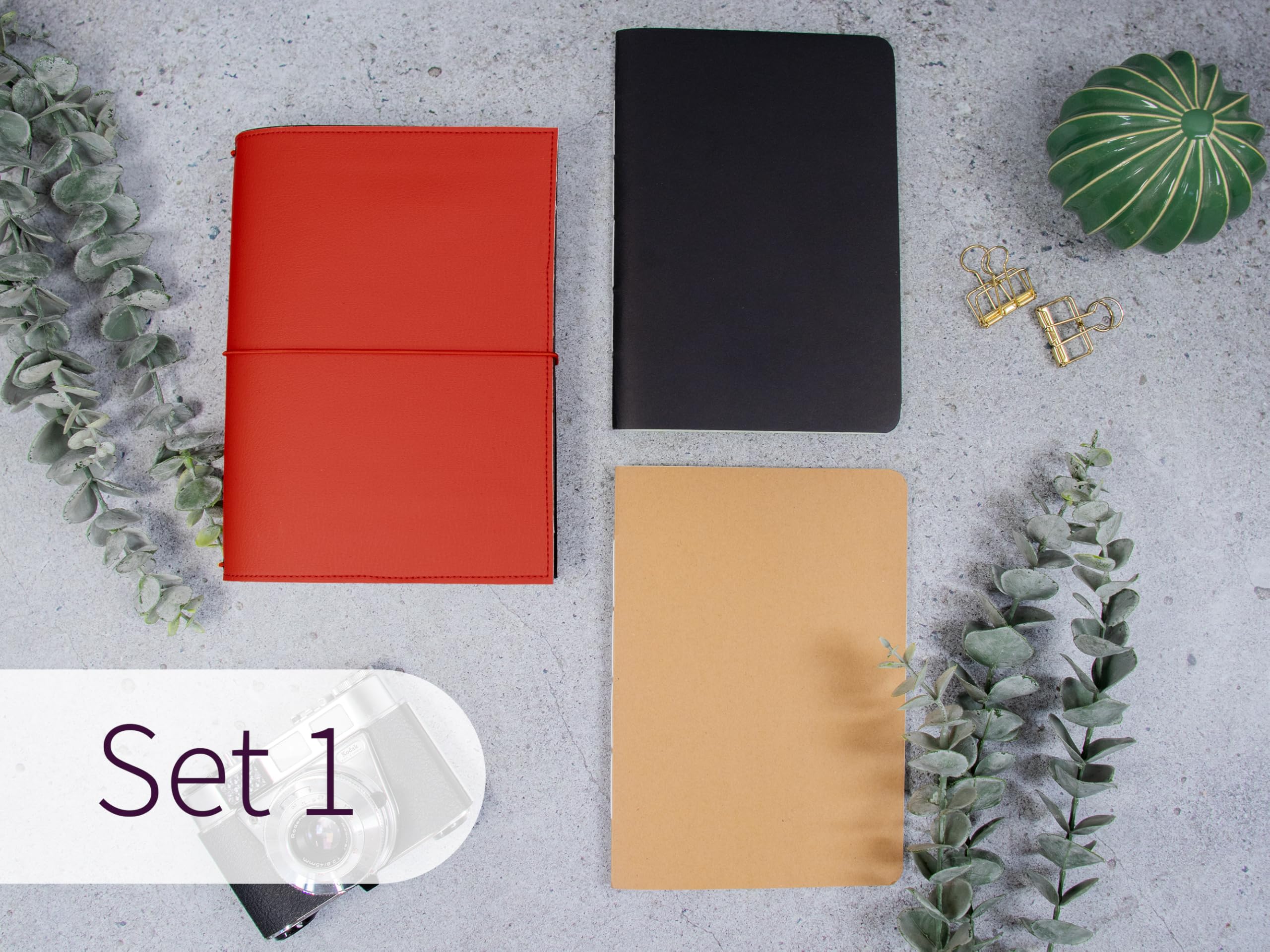 Travelers Notebook, rot, – verschiedene Größen, nachfüllbar – Handmade Journal aus Kunstleder, Platz für 2 Hefte, optional mit Notizheften, dots oder blanko, undatiert