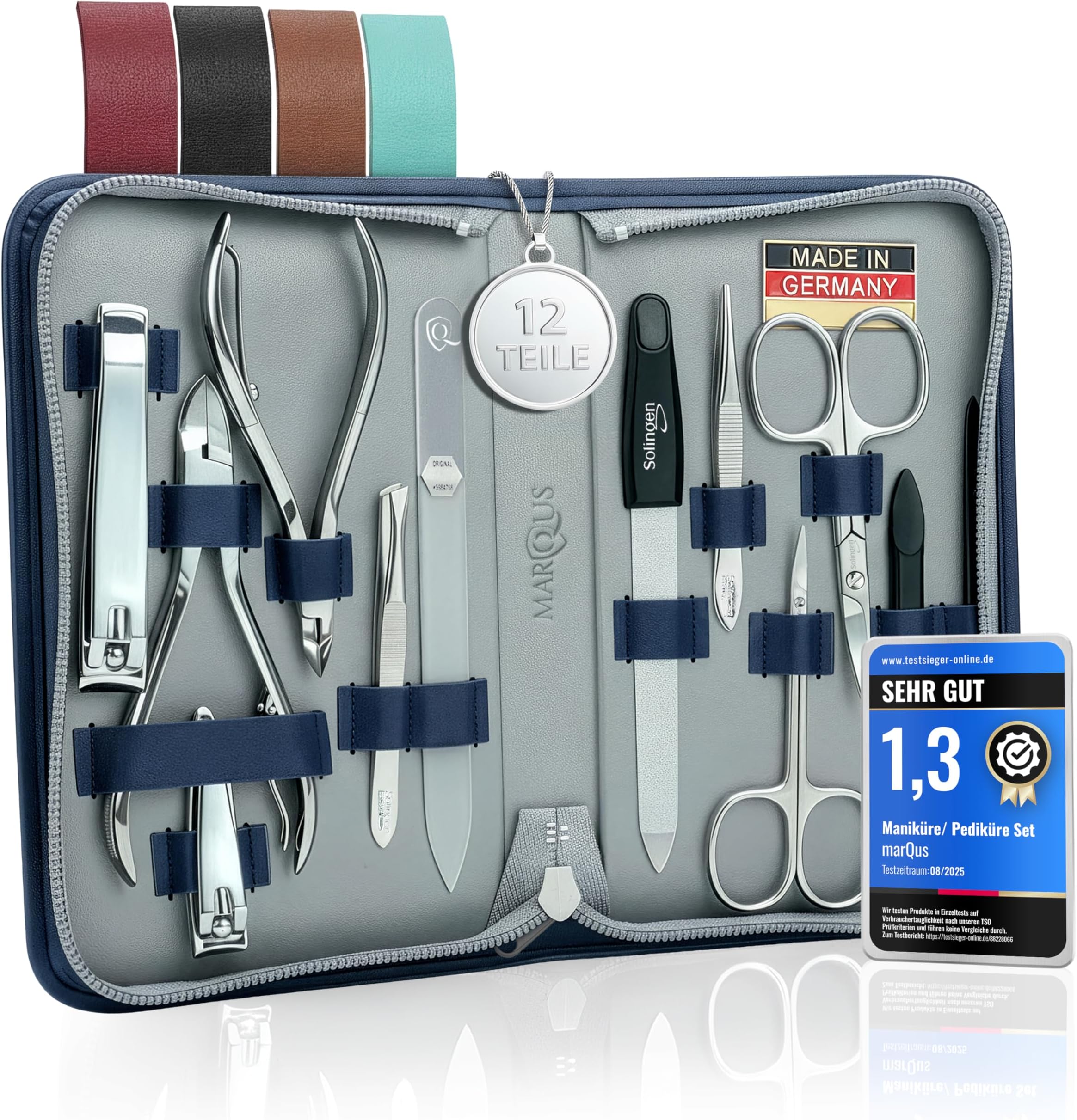 Manicure Set Women and Men – 12-Piece Professional Grooming Kit with Premium Tools, Genuine Leather Case, and exclusive Glass Nail File for Hand & Foot Care, German Quality