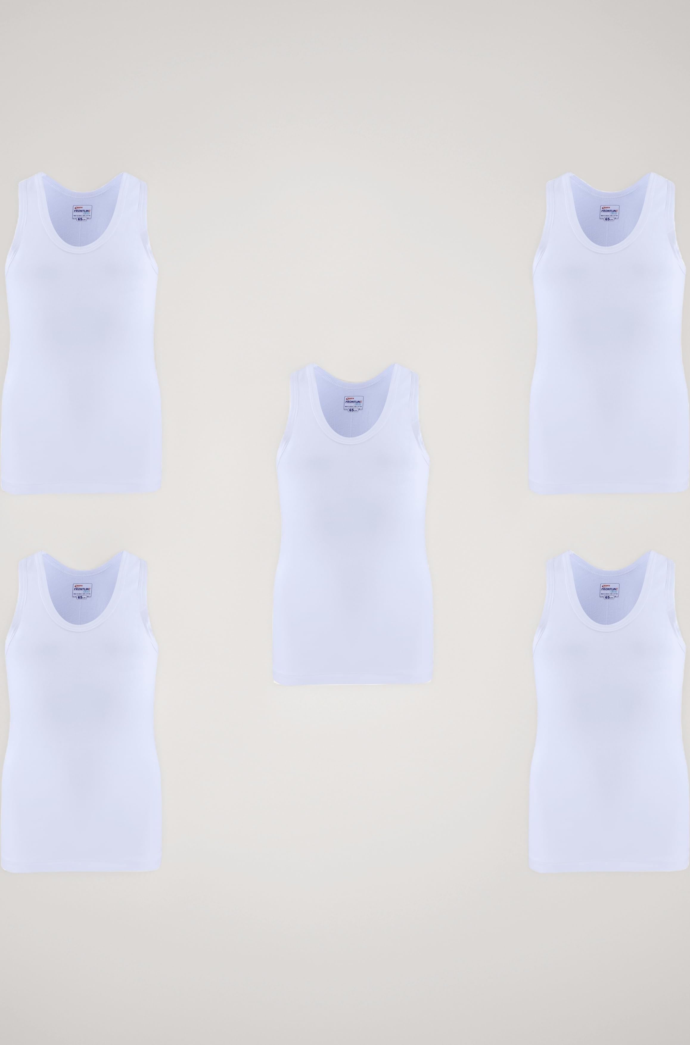 Rupa Frontline Sleeveless Vest for Boys, 100% Cotton Material, Round Neck, Regular Fit, Pack of 5