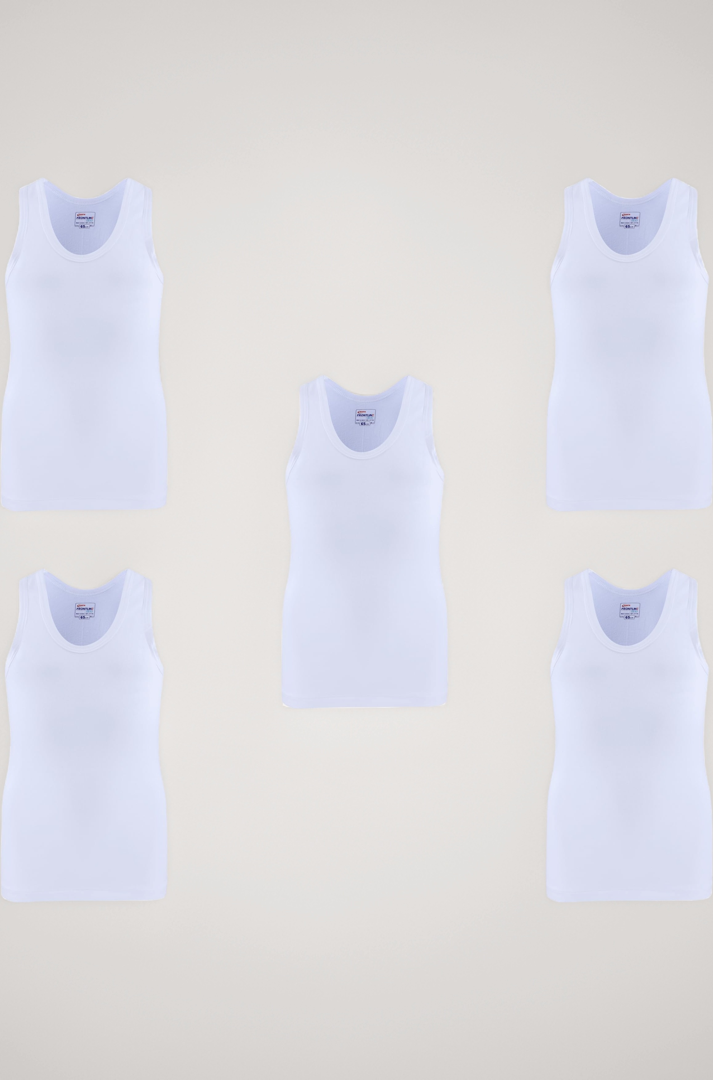 RUPA FRONTLINE Sleeveless Vest for Boys, 100% Cotton Material, Round Neck, Regular Fit, Pack of 5