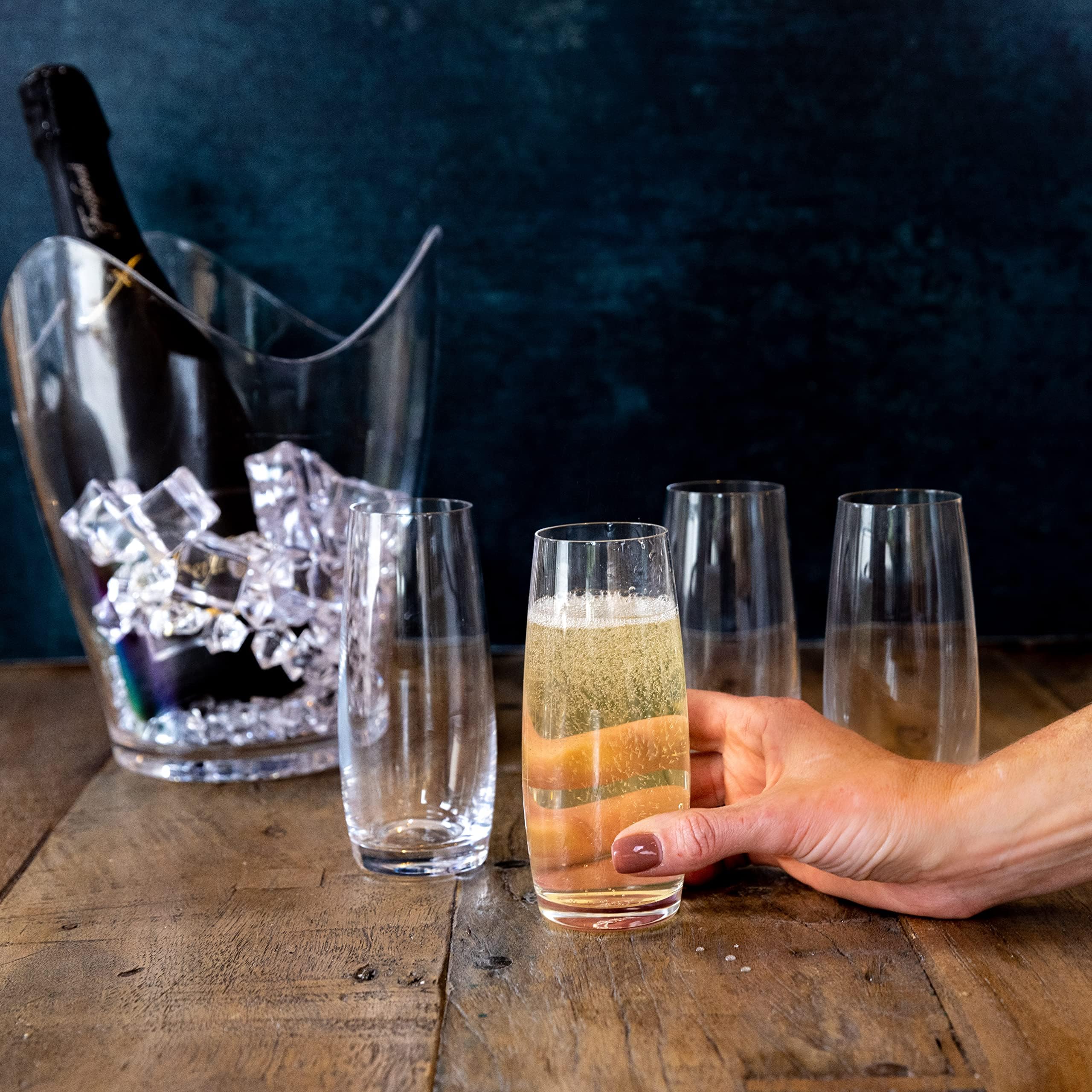 MIKASA Julie Stemless Flute Glasses, Set of 4 2