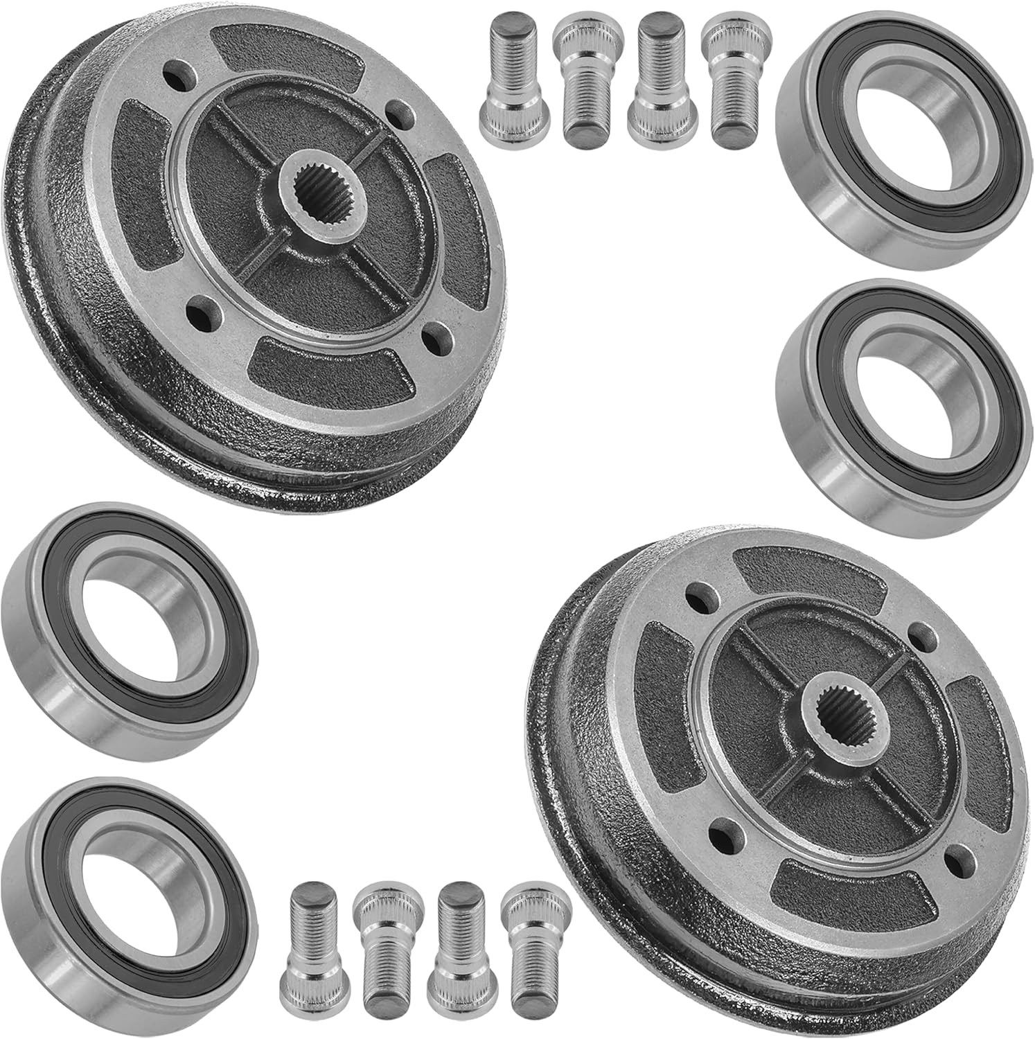 Caltric 2 Front Brake Drum Hub Bearing Bolt Compatible with Kawasaki Mule 2510 Kaf950A Diesel 2000 2001