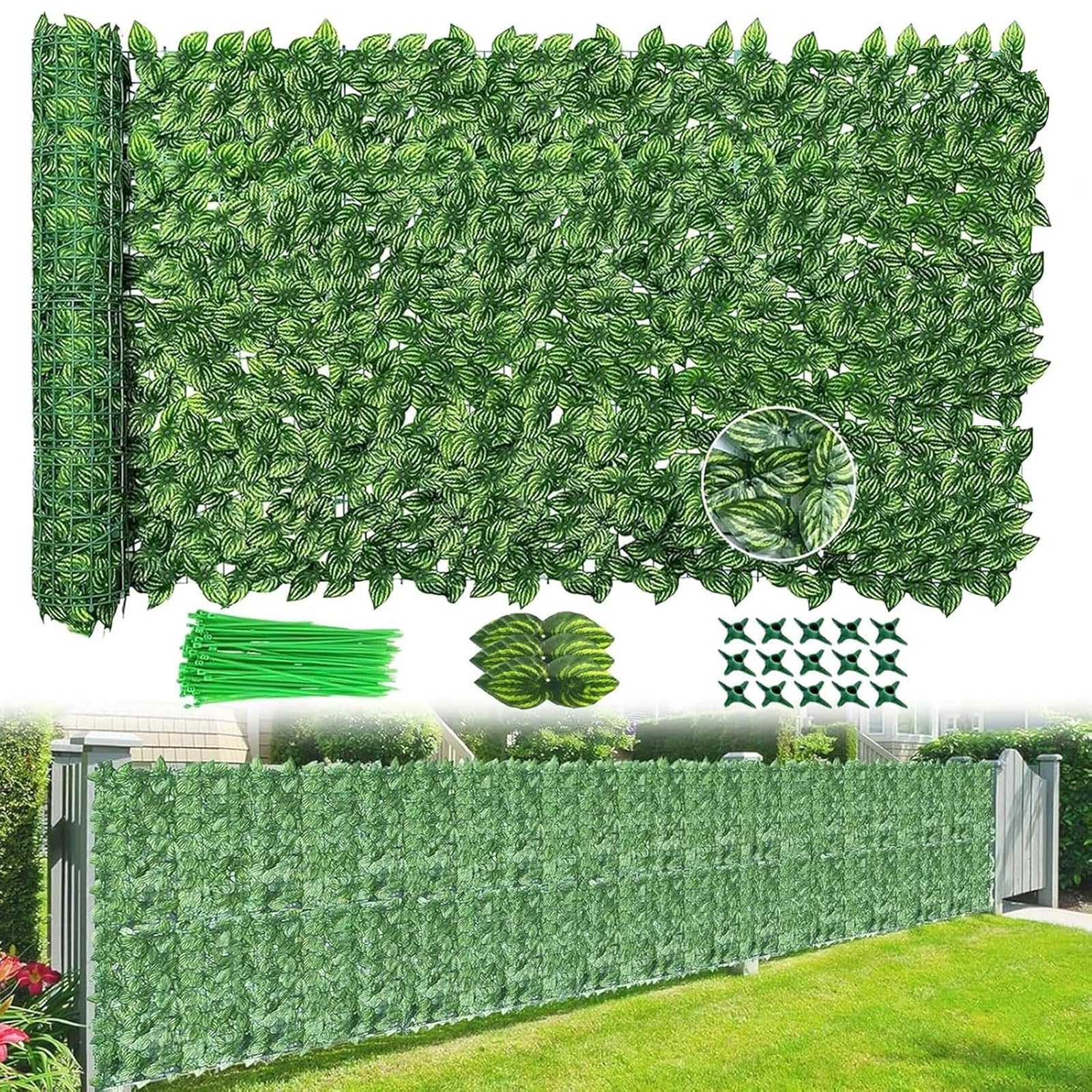 2 Stück Künstlicher Efeu Sichtschutzzaun,1M X 3M Efeu Sichtschutz Mit 200pcs Kabelbinder,UV-Schutz Sichtschutz Efeu,Balcony Privacy Screen Für Zäune, Als Für Balkone/Gärten Und Zur Verwendet