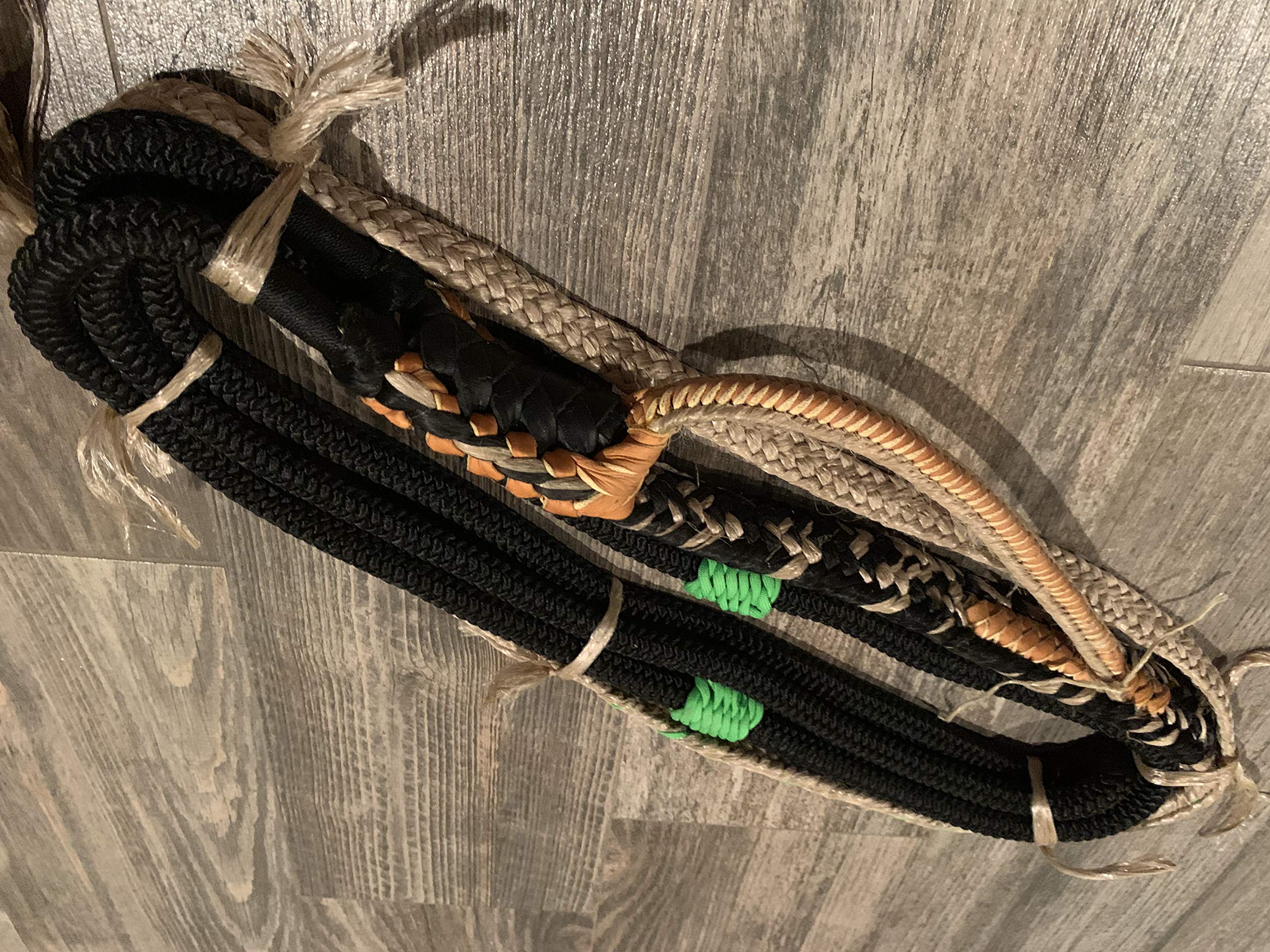 EPT Bull Ropes Bull Rope Black Nylon on Tan Poly Jr Pro Bull Rope 9x7 RH Bull Riding 14'