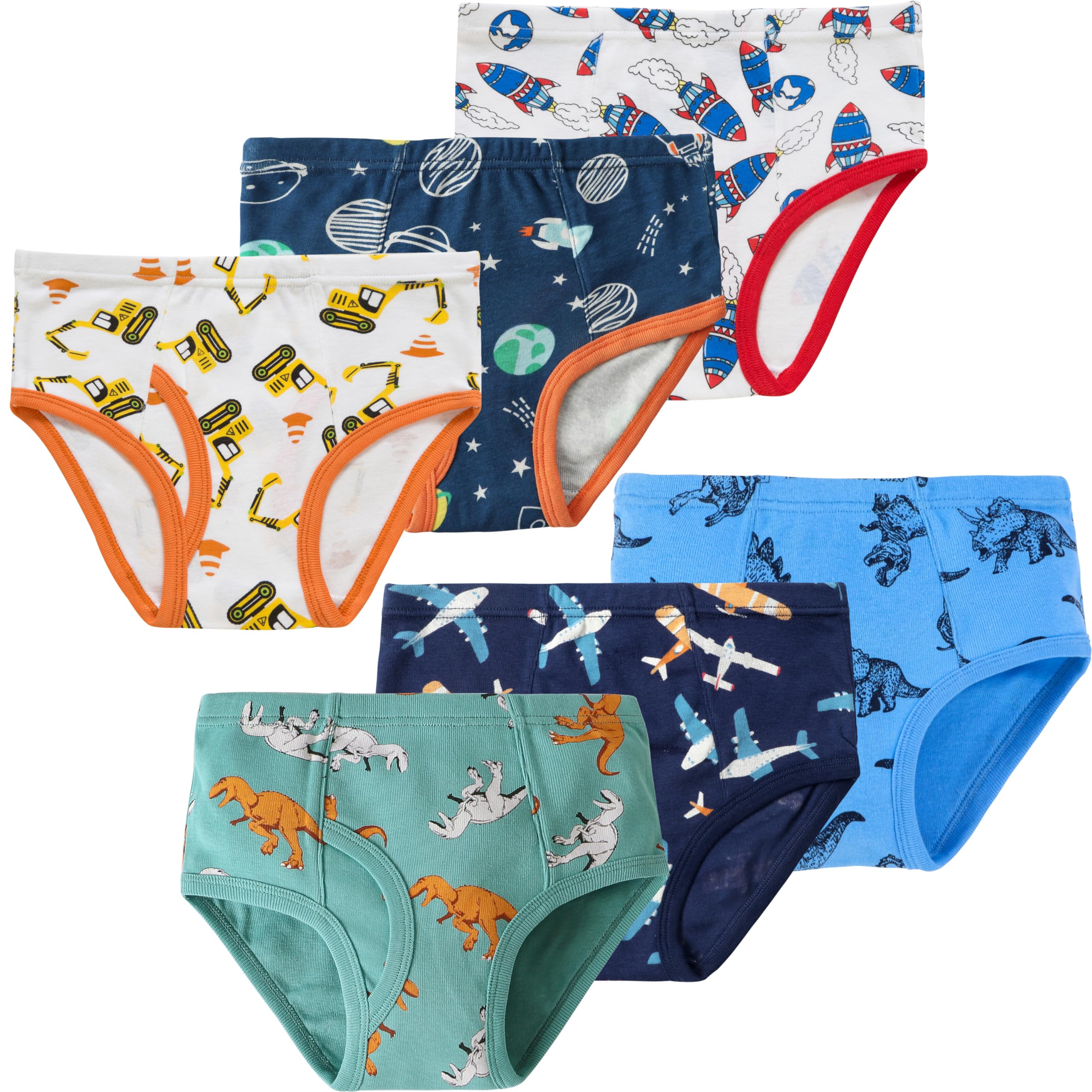 Baby Soft Cotton Underwear Little Boys Dinosaur Briefs Toddler Shark Undies Children Truck Panties Pack of 6