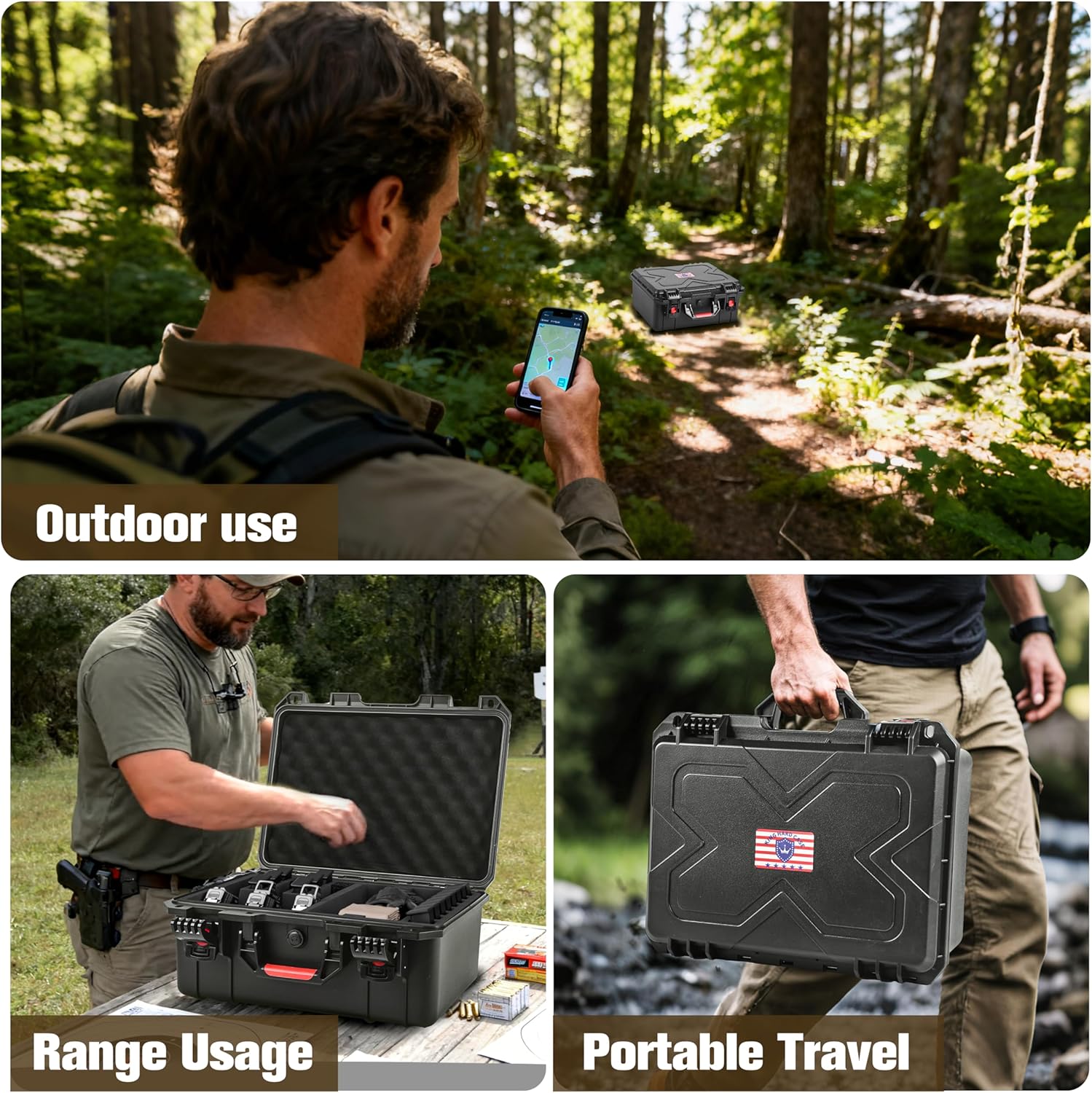 Kinghardcase Gun Cases For 5 Handguns, Built-in Tag Gun Case, IP67 Waterproof Hard Pistol Cases With Desiccant, TSA Approved Firearm Travel Case, Suitable for Ranges and Travel Carry