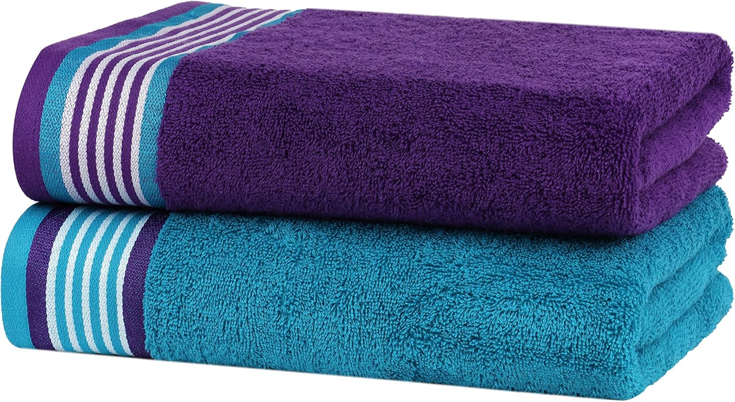 CASA COPENHAGEN He & She 6Pcs 100% Egyptian Cotton Large Designer Towels Gift Set- Indigo - Teal, 550GSM, 2Bath 2Hand 2Washcloths, Bath Towels for Bathroom (Gift Set for Women & Men)