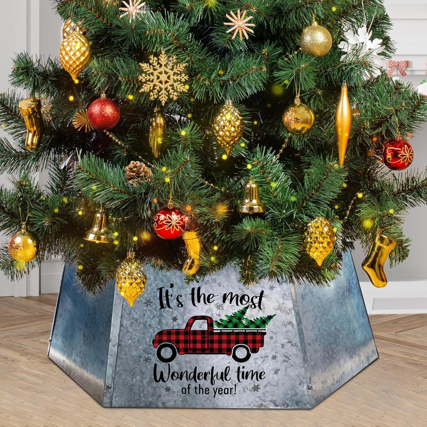 Christmas Tree Collar Six Corner, Farmhouse Metal Christmas