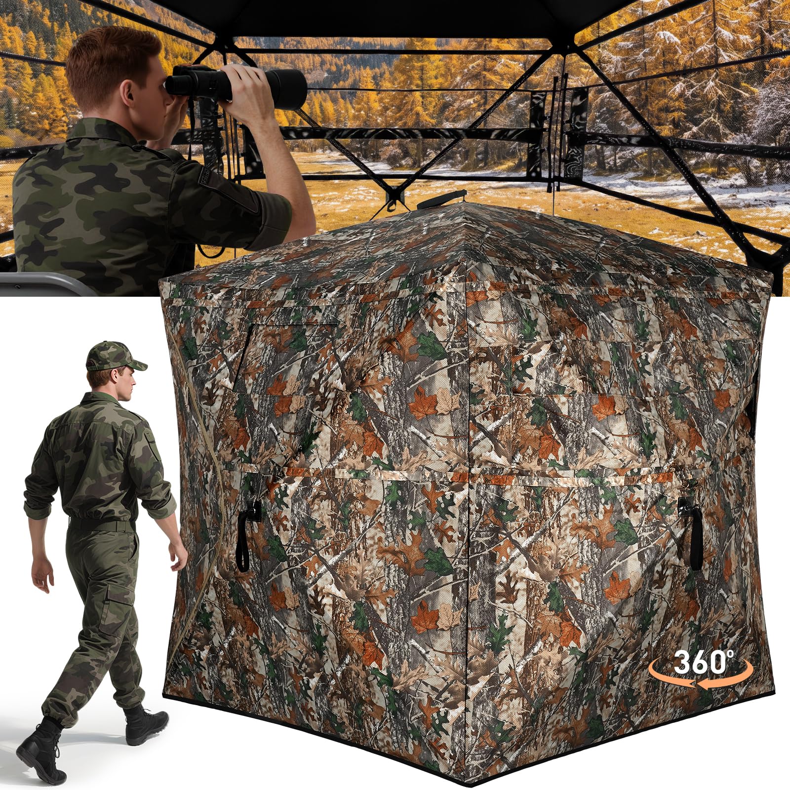 TLC Sport Hunting Blind, 270°/360° See Through Ground Blind for 2-4 Person