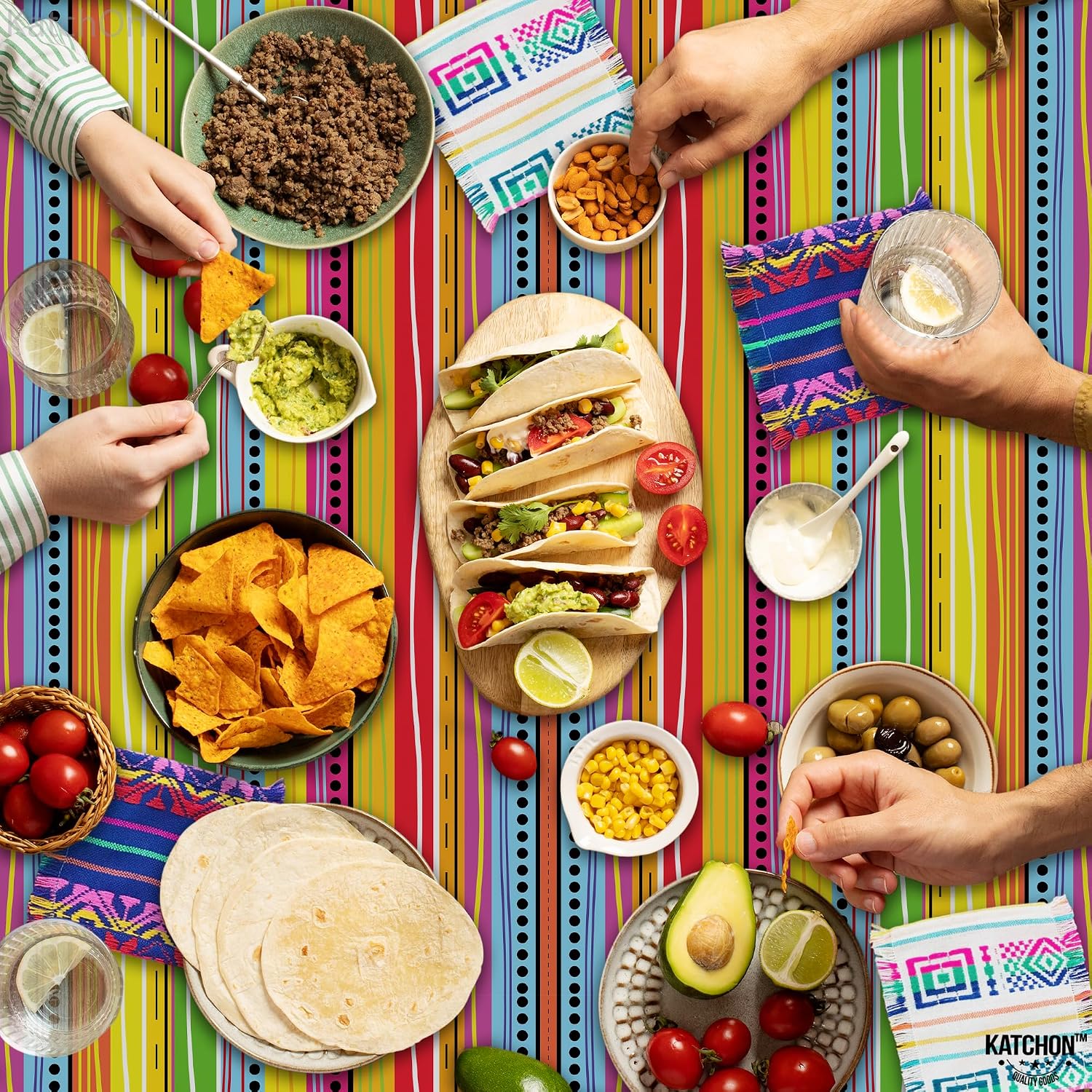 KatchOn, XtraLarge Fiesta Table Cloths - 108x54 Inch | Mexican Table Cloths, Mexican Party Decorations | Cinco De Mayo Decorations, Taco Night | Fiesta Party Decorations, Cinco De Mayo Tablecloth